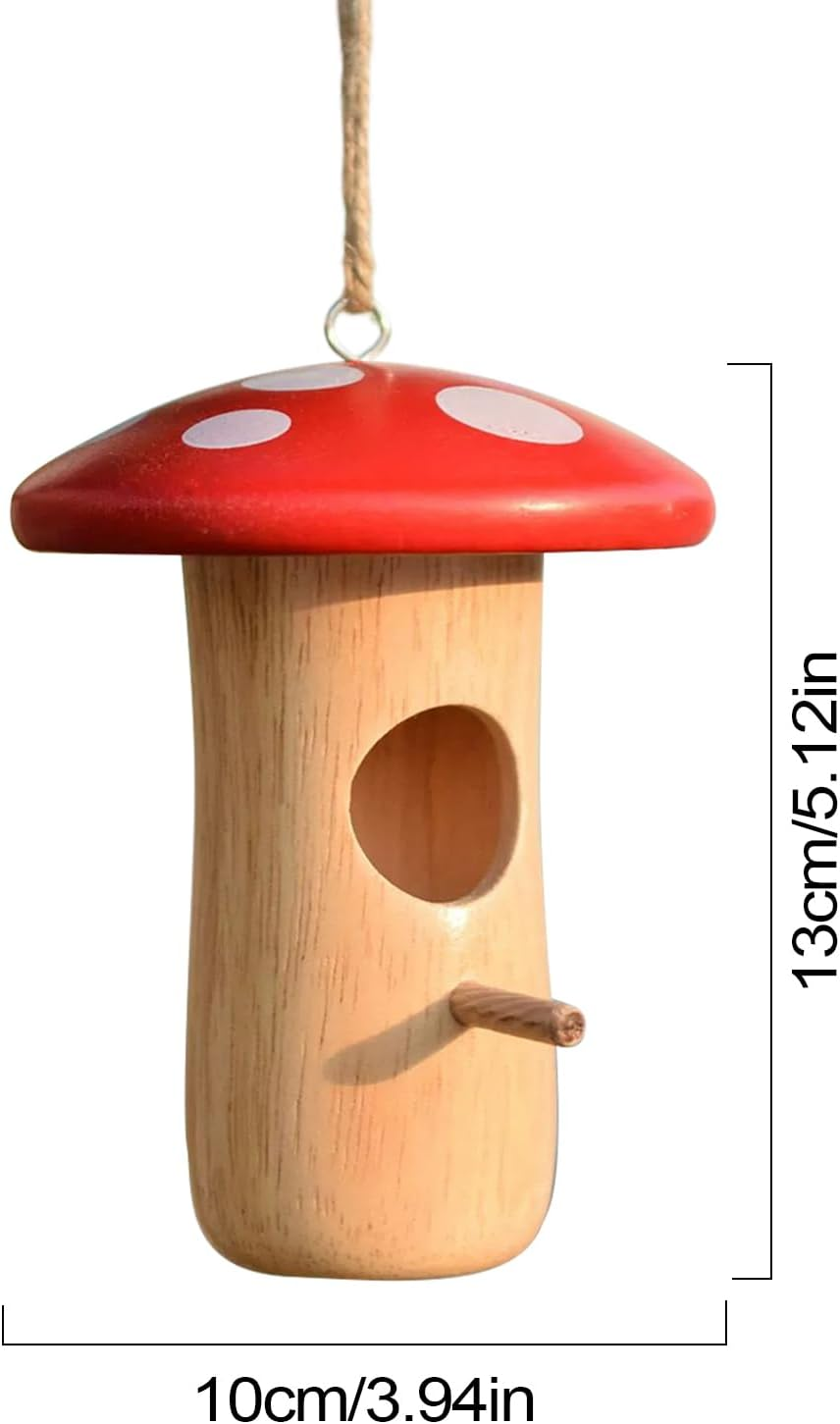 Hummingbird Houses for outside - Humming Bird Box for Nesting | Wooden Mushroom Cottage Animal Shelter Garden Hut for Outdoor Yard Tree Balcony Patio Courtyard image number 3