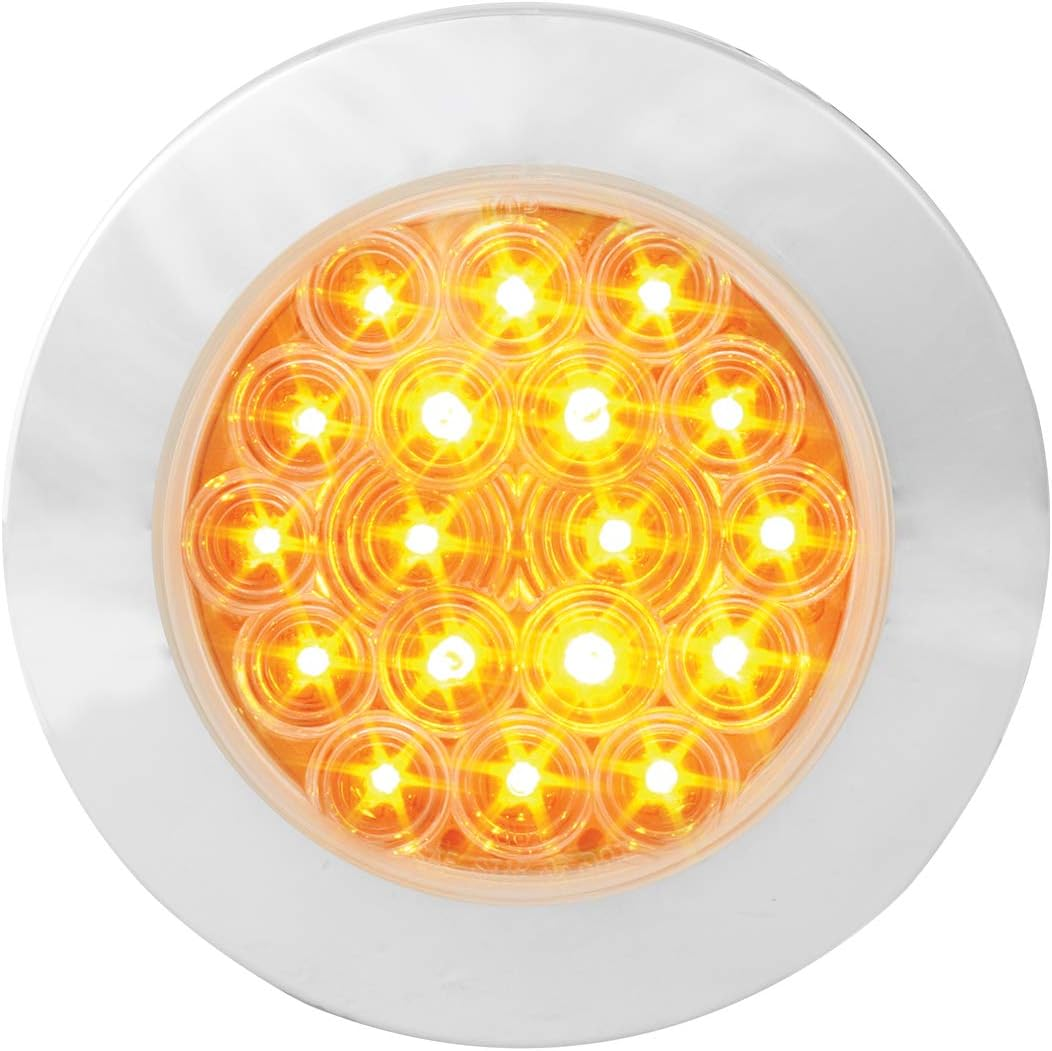 GG Grand General 75872 Red/Red 4 Inch Fleet 18 Led Flange Mount with Bezel, 3 Prong