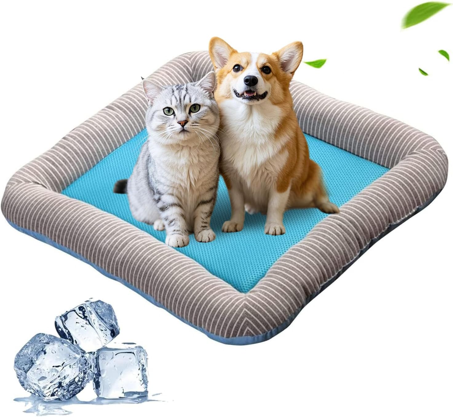 PETCUTE Cooling Pad Bed for Dogs Cats Puppy Kitten Cooling Mat Pet Cooling Mat Pad Cool Blanket Dog Bed Ice Silk Material Soft for Summer Sleeping Dog Bed Blue Medium