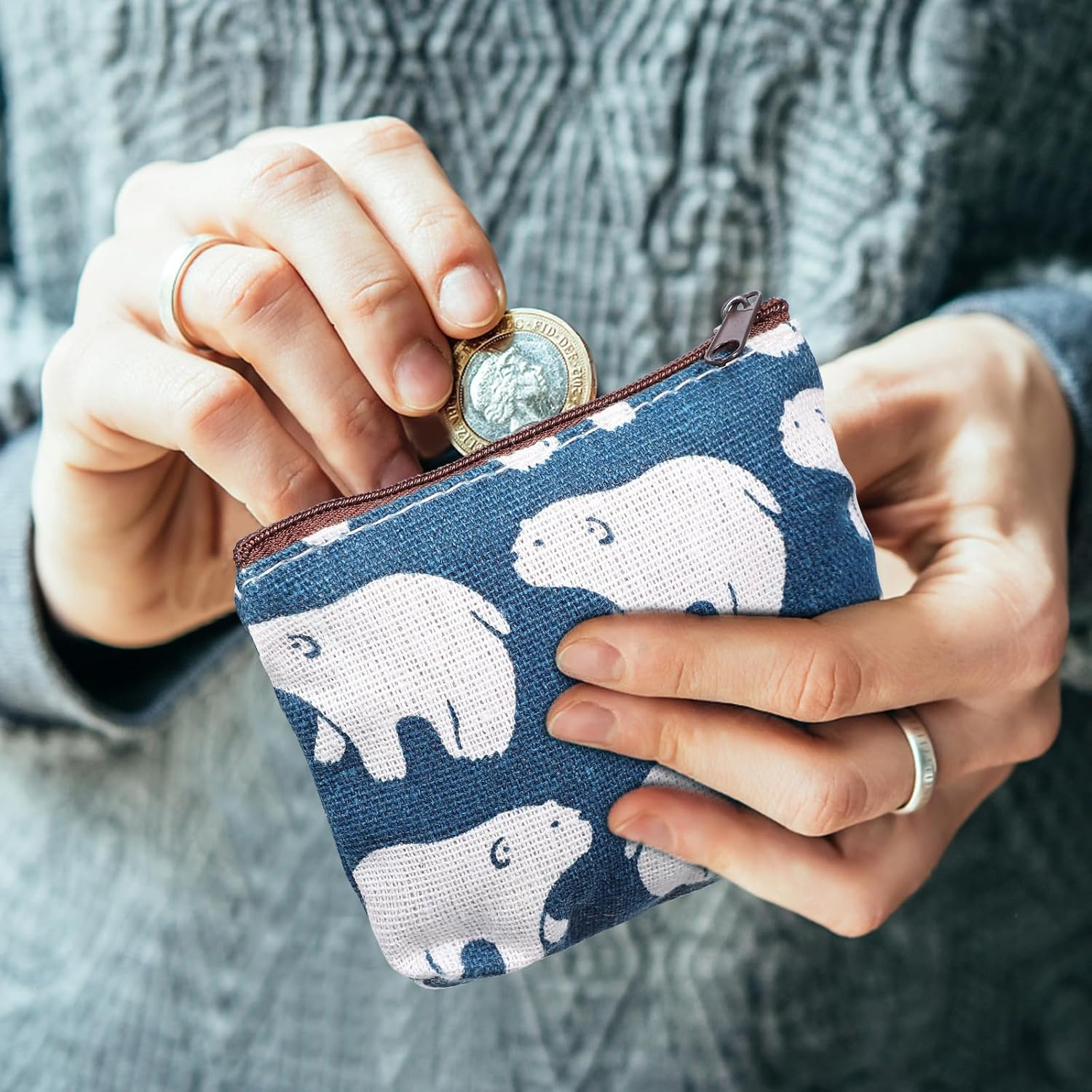 Baluue Canvas Cosmetic Bag, 4Pcs Small Makeup Bag, Cosmetic Bags with Zipper, 2.8" X 3.9" Portable Zip Bags, Multi-Function, Portable Zip Bags for Travel Toiletry Pouch