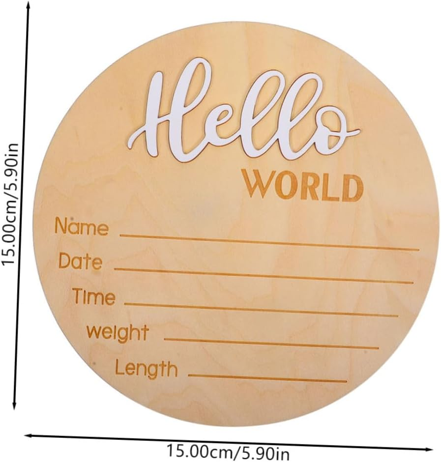 SUPVOX Baby Announcement round Wooden Name Sign for Newborn Birth Announcement Photography Prop Suitable for Infant image number 1