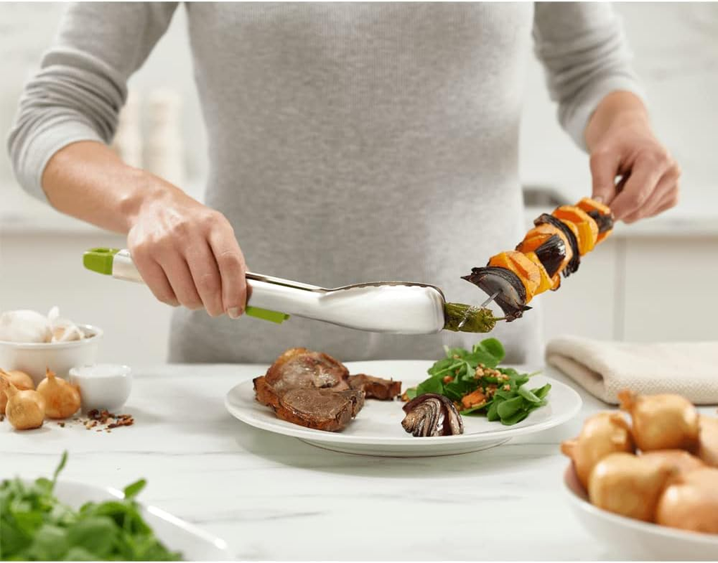 Joseph Joseph Elevate Steel Slimline Stainless-Steel Tongs with Integrated Tool Rests - Green image number 1