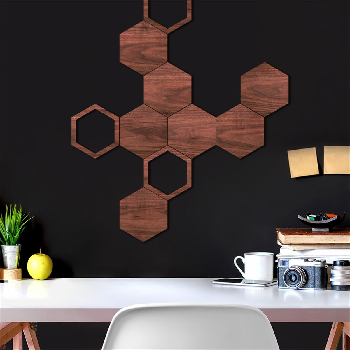 Honeycomb Wood Wall Art - Modern Hollow Hexagon DIY Geometric Wall Decorations for Bedroom, Living Room, Kitchen, Home Office image number 3