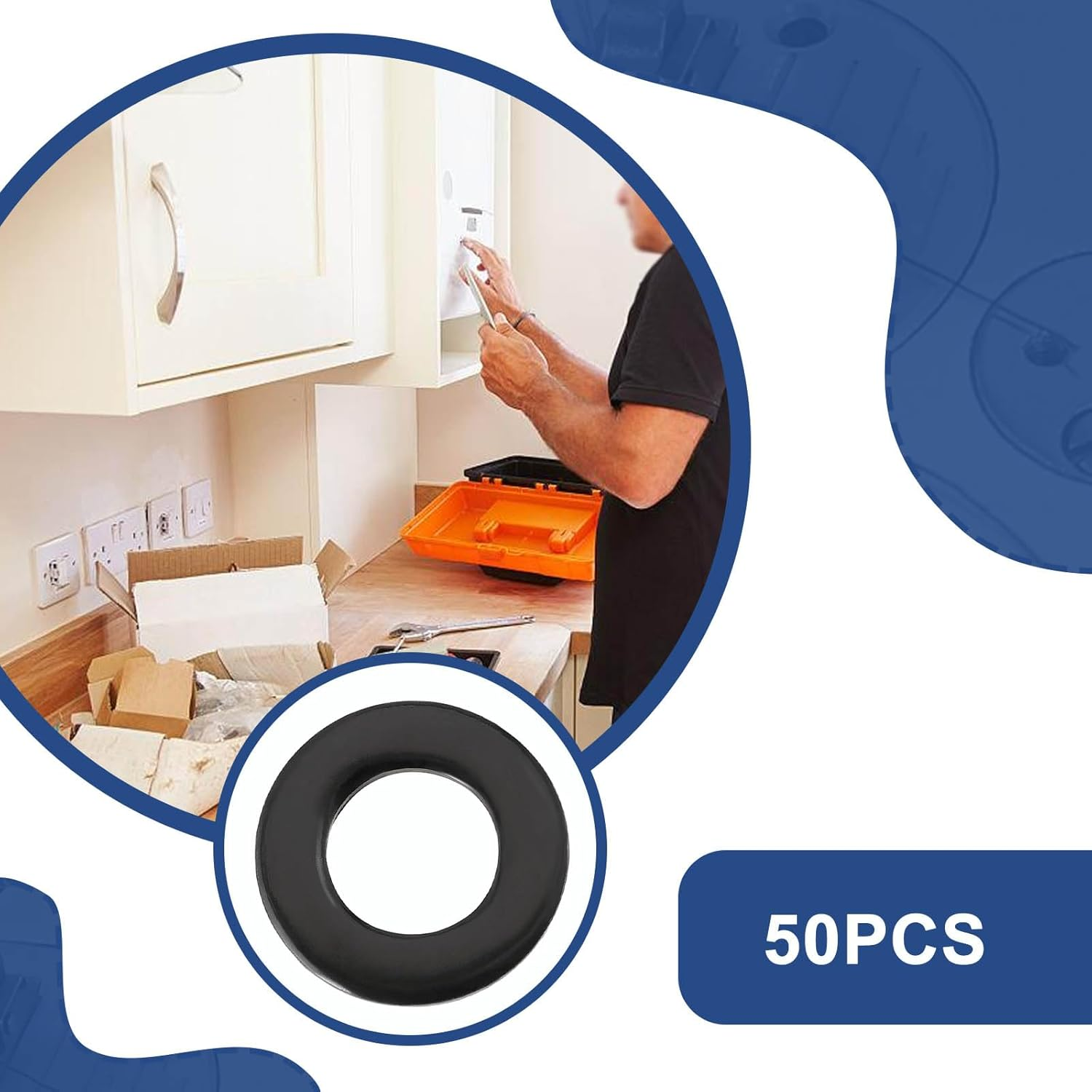 SING F LTD 50Pcs 304 Stainless Steel Washers M10 round Washers Flat Gasket for Cars Furniture Kitchenware Buildings Screws & Bolts Black 10X20X2Mm image number 1