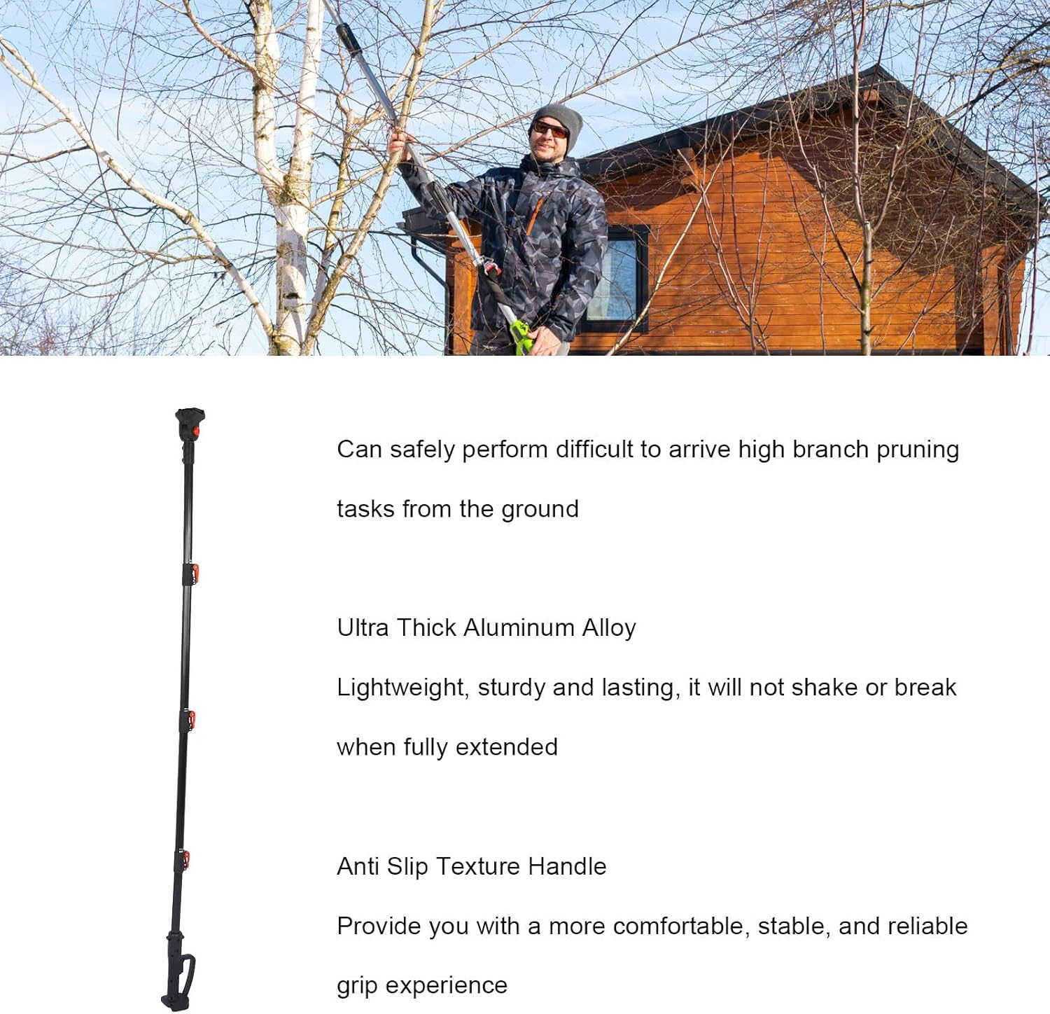 Cordless Pruning Shear Extension Pole, Aluminum Telescopic Pole for Cordless Pruning Shears Chainsaw High Branch Trimmer, for BL1820 BL1830 BL1840 BL1850 BL1860 Batteries image number 5