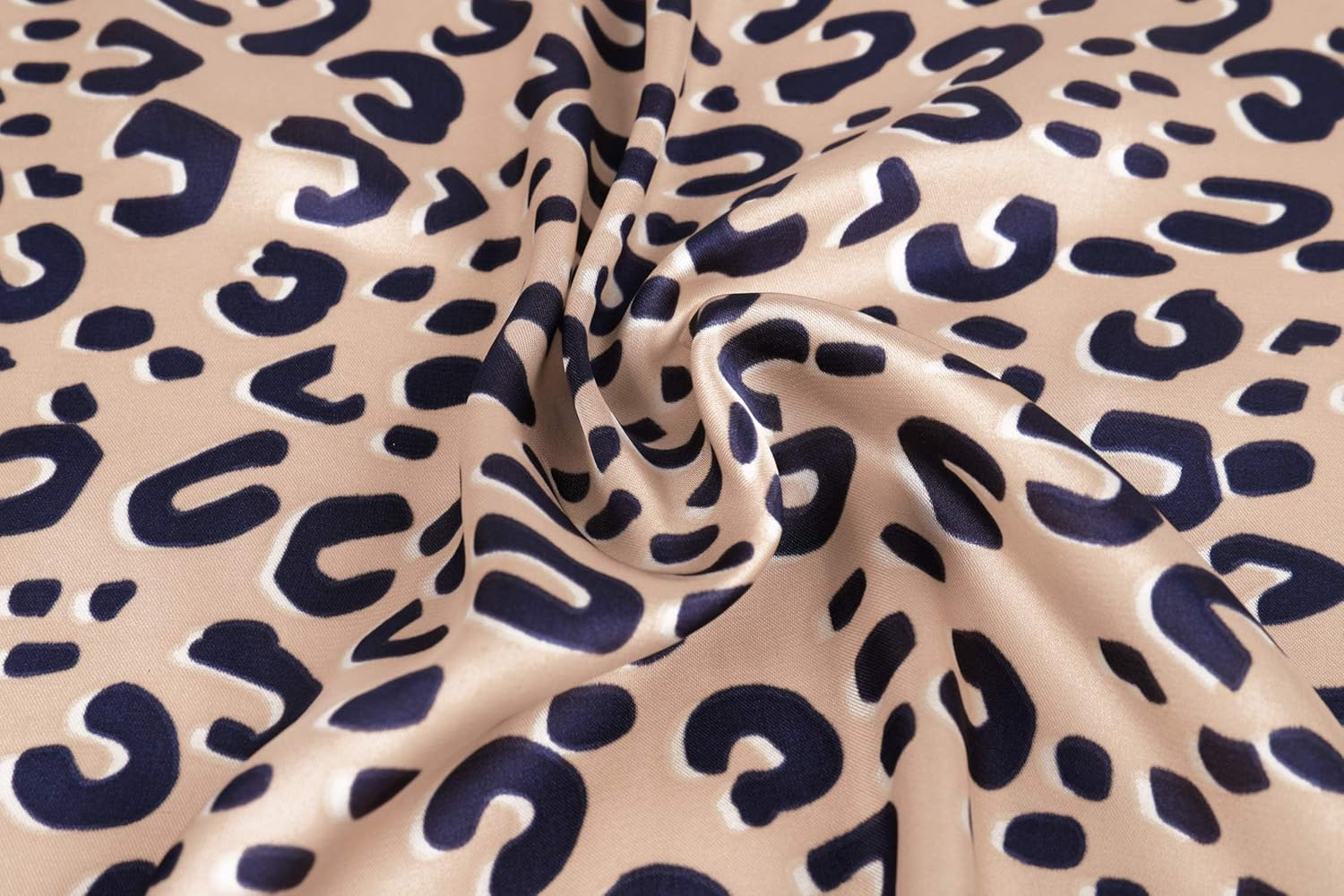 GERINLY Women Square Scarf Leopard Print Neckerchief Animal Pattern Satin Bandana Neck Wrap Silk Hair Accessory - Leopard image number 6