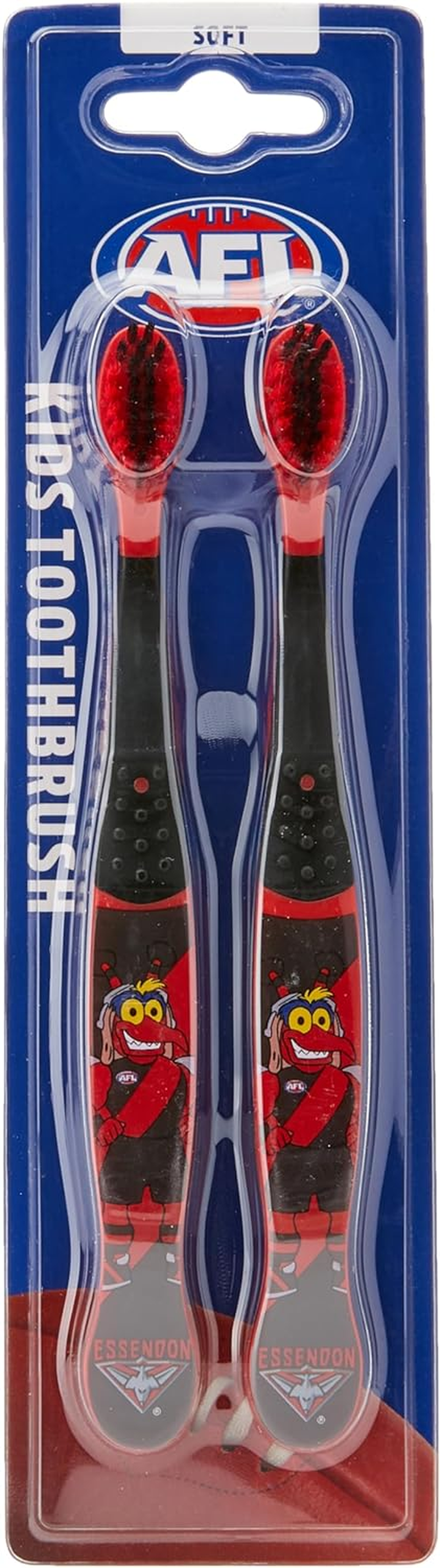 AFL Kids Essendon Mascot Toothbrush (Pack of 2)