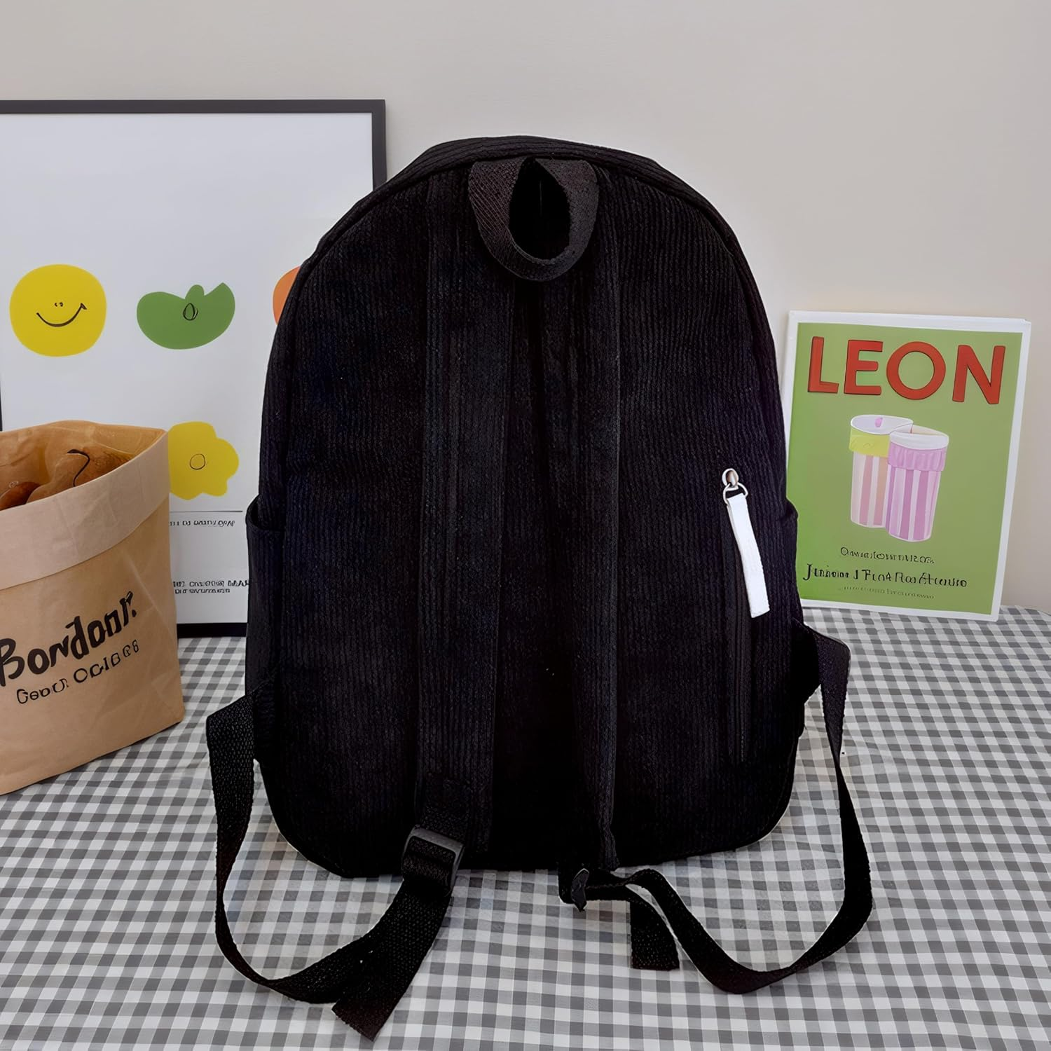 YWOIHL Y2K Star Backpack Kawaii Corduroy Aesthetic Bag Teen Girls Cute Daypack Japanese Fluffy Bookbag - White image number 4