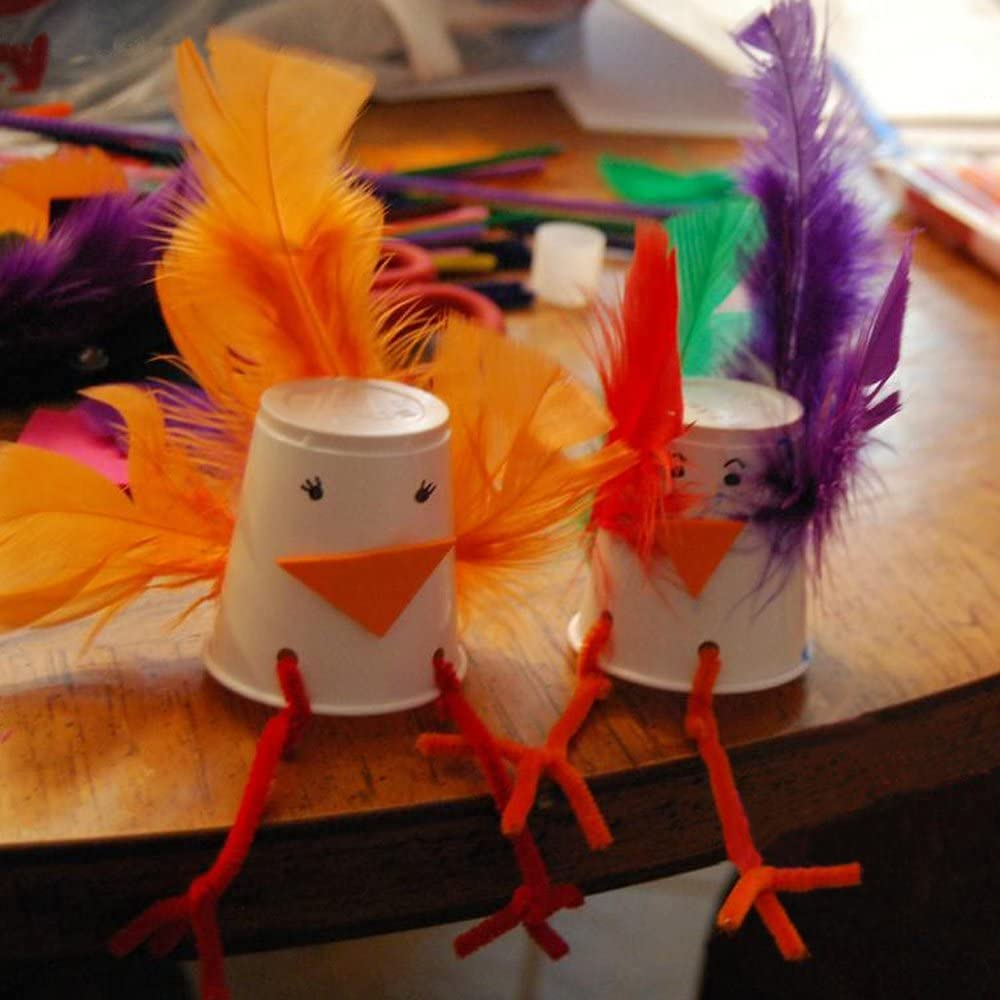 10Pcs Fluffy Ostrich Artificial Feathers Arts Crafts Mixed Colors (4"-6" Length), DIY Decoration for Wedding Centerpieces, Festival Party