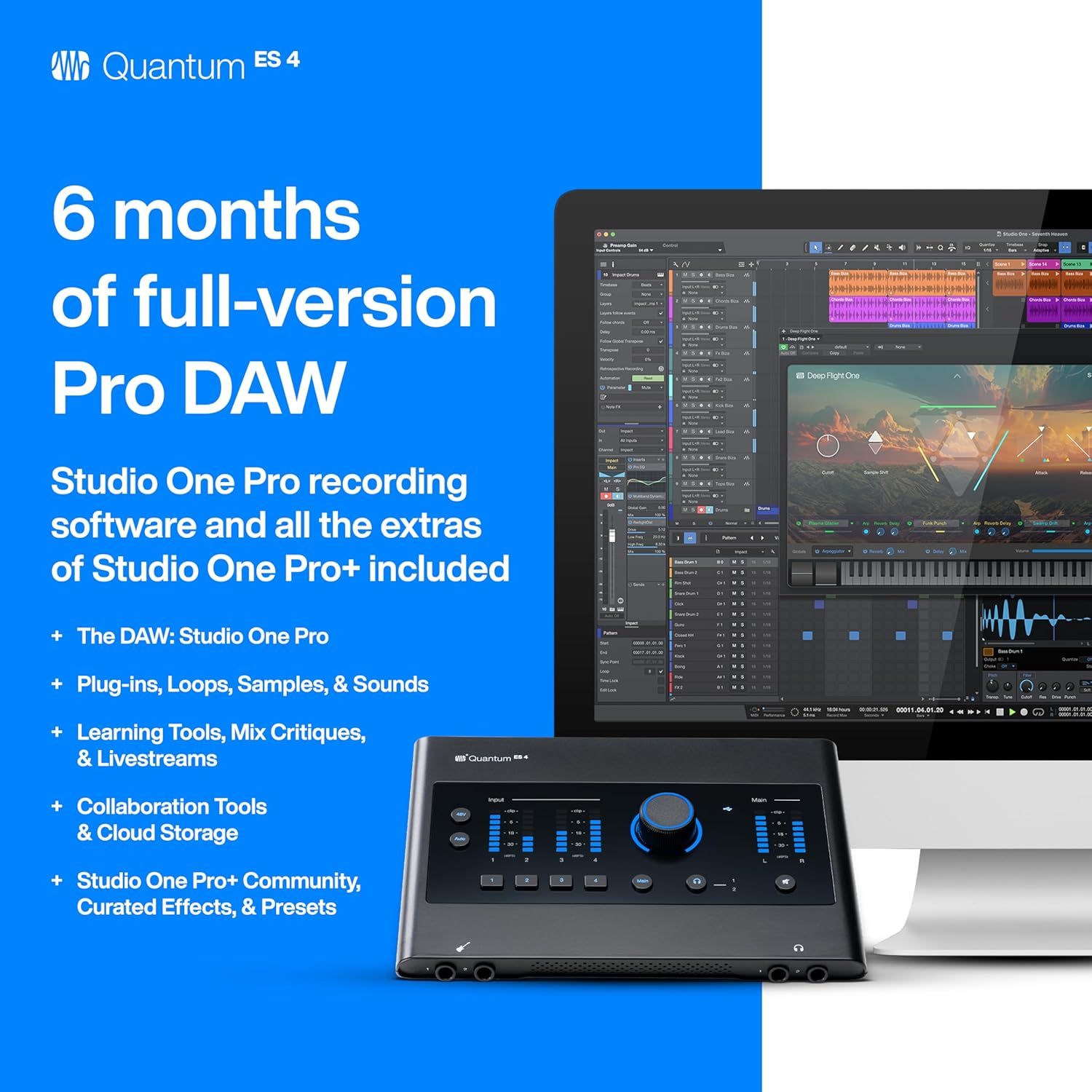 Presonus Quantum ES 4 4 X 4, 24-Bit / 192 Khz USB-C Audio Interface with 6-Month Studio One+ Membership Included image number 3
