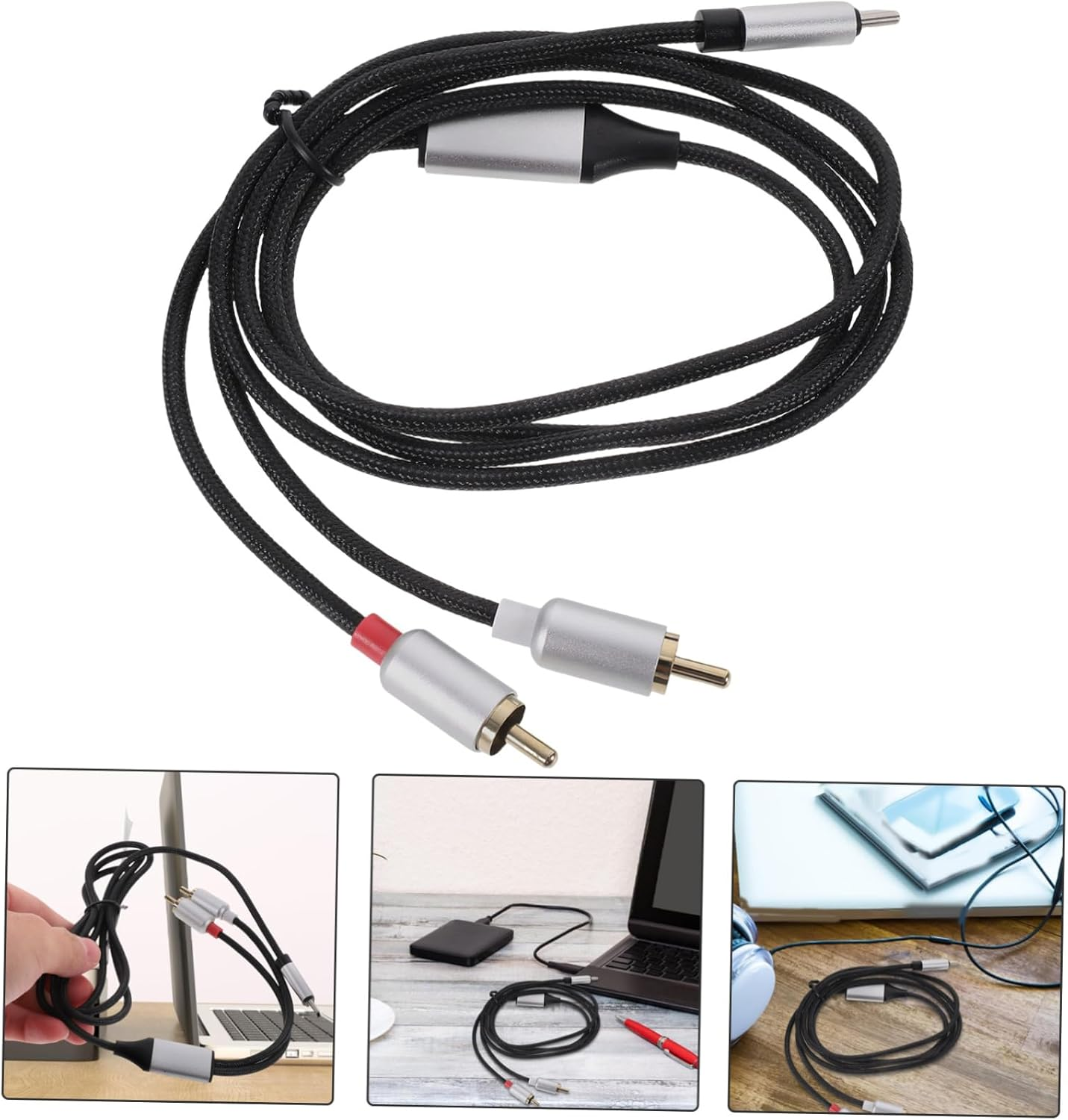 GLSTOY 1M Stereo Audio Cable Type-C to RCA Audio Equipment Adapter Power Amplifier Sound Cable for Home Theater image number 6