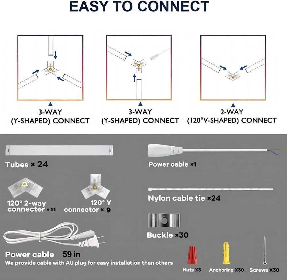 Partsable 24 Pack Hexagon LED Garage Lights 26400LM 5 Grid Honeycomb LED Shop Ceiling Light for Warehouse Workshop Gym Basement Car Care Wash Room ﻿ image number 3