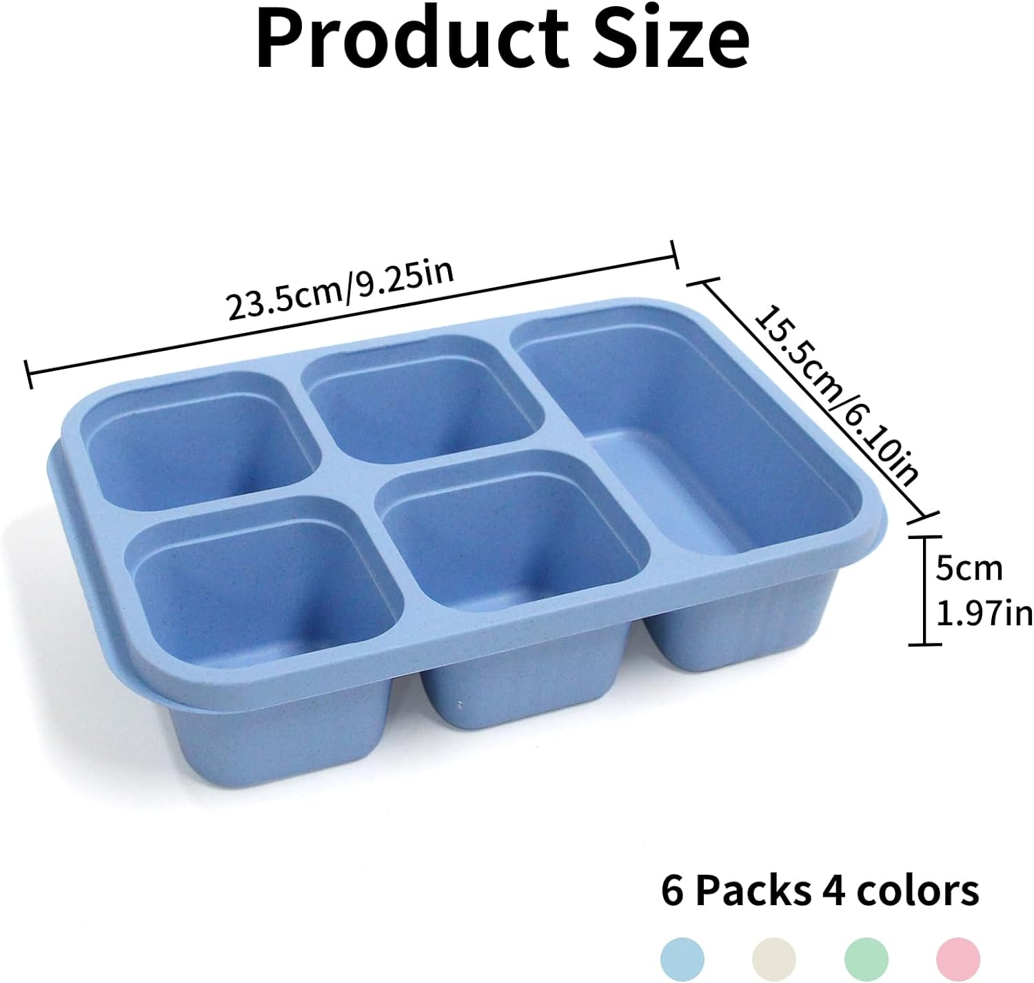 4 Pack Bento Box Set with Lid, 1000ML Lunch Box with 5 Compartments,Lunch Containers for Kids Adults, Divided Food Storage Containers for Work Travel School image number 4