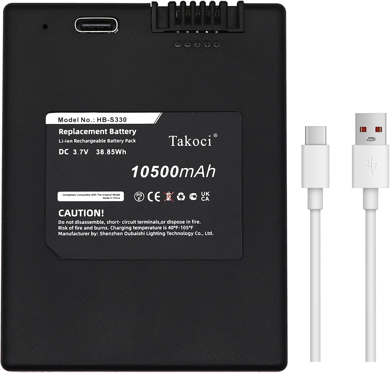 TAKOCI S330 Battery Replacement Compatible with Eu/Fy S330 S230 E330 S220 3-In-1 10500Mah Security Video Smart Lock and Drop 3.7V Type-C Fast Charging image number 5