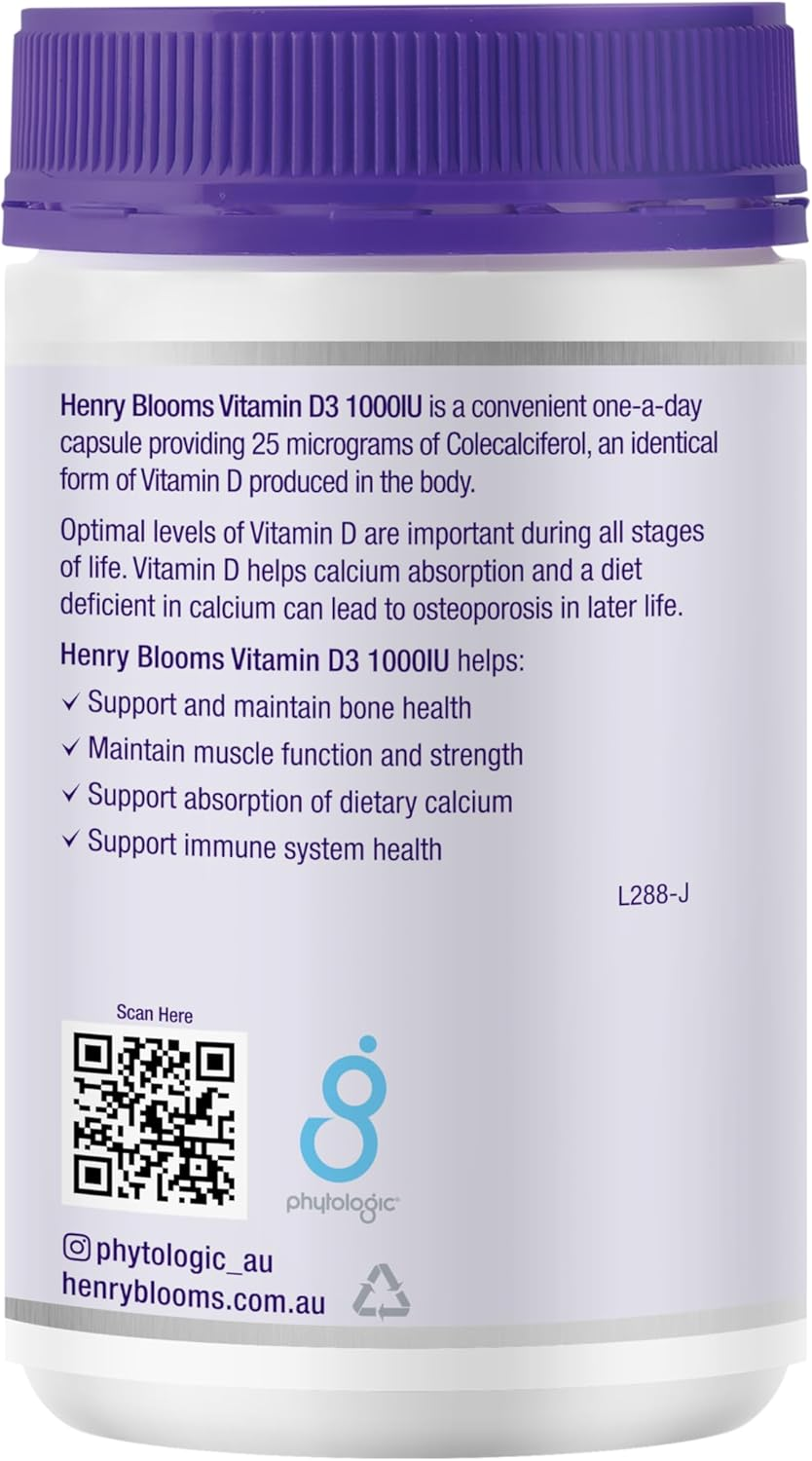 Henry Blooms 1000IU Vitamin D3, 400 CAPSULES, 0.2 Kilograms image number 3
