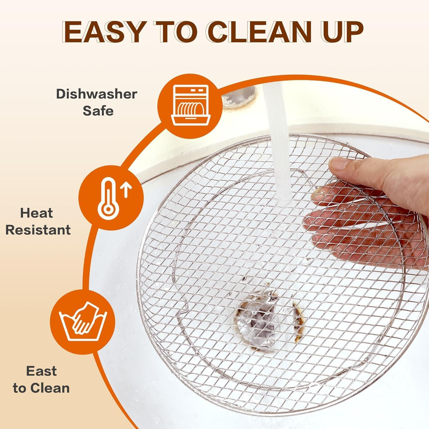 Air Fryer Accessories, 3-Layer Stackable Air Fryer Tray, 7.8X7.8 Inch round Rack, Stainless Steel, Space-Saving, Dishwasher Safe, for Ninja, Cosori, Gowise, Oven with Clip & Silicone Feet image number 4