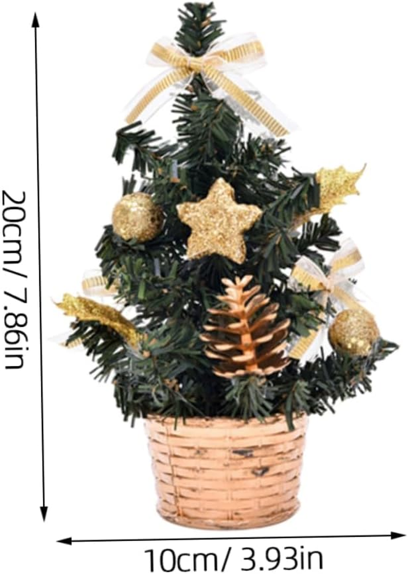 Outanaya 2Pcs Miniature Christmas Tree Model Lifelike Desktop Xmas Tree Decor for Home Party image number 6