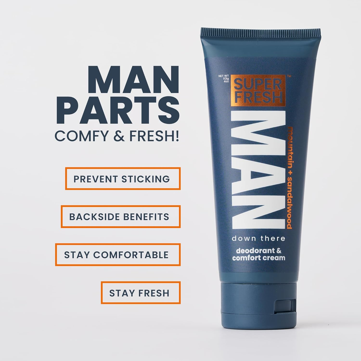 Super Fresh Ball Deodorant Lotion for Men Groin Butt and Body Hygiene Cream Controls Odor Prevents Chafing Aluminum Free Daily Freshness and Comfort Powder Lotion Formula in Convenient 4 Oz Tube image number 2