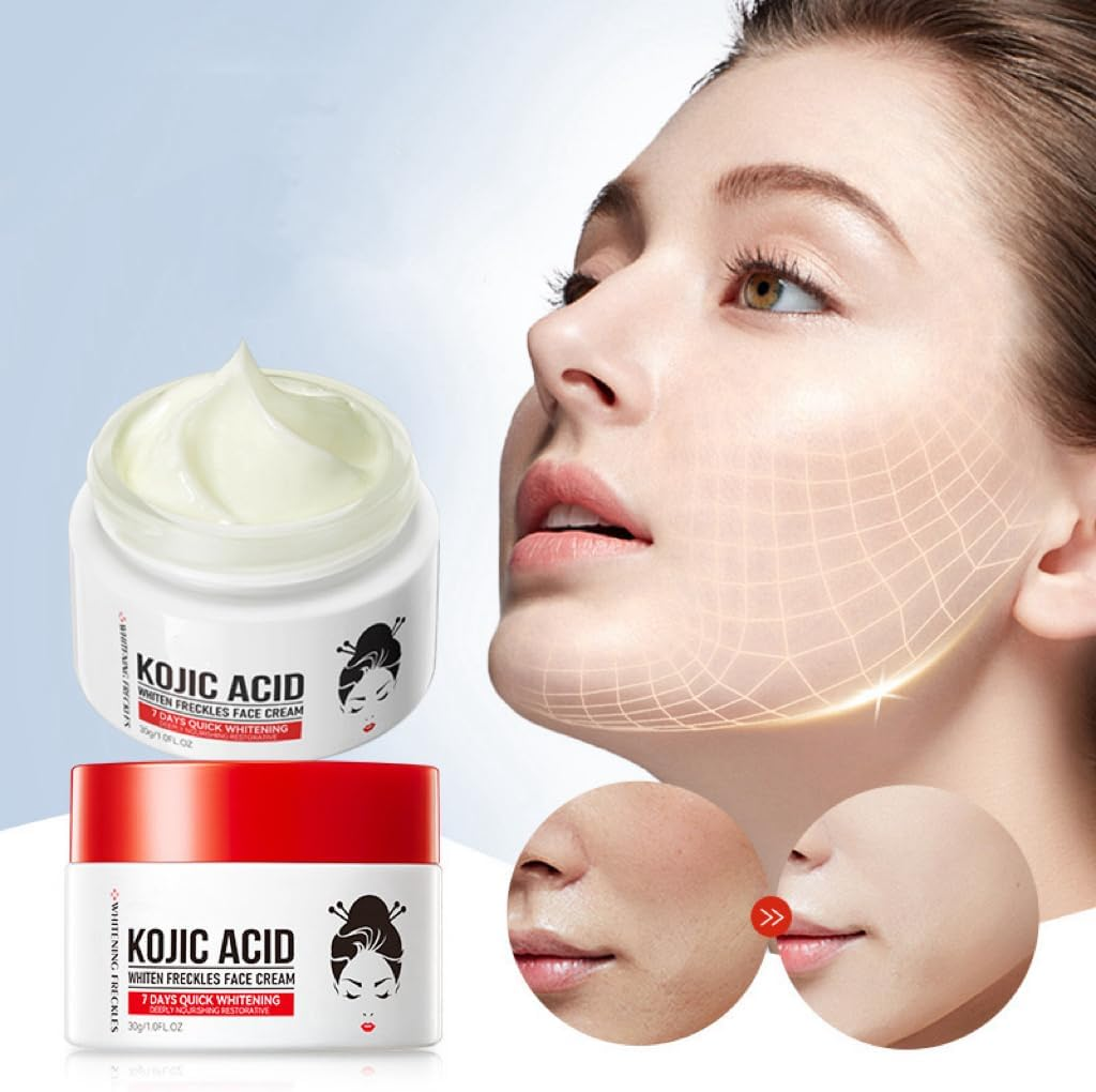 Kojic Acid Cream - 1.7 Fl Oz / 50 Ml - Skin Brightening Cream for Face, Body, Hands - with Glycolic Acid (Red) image number 2