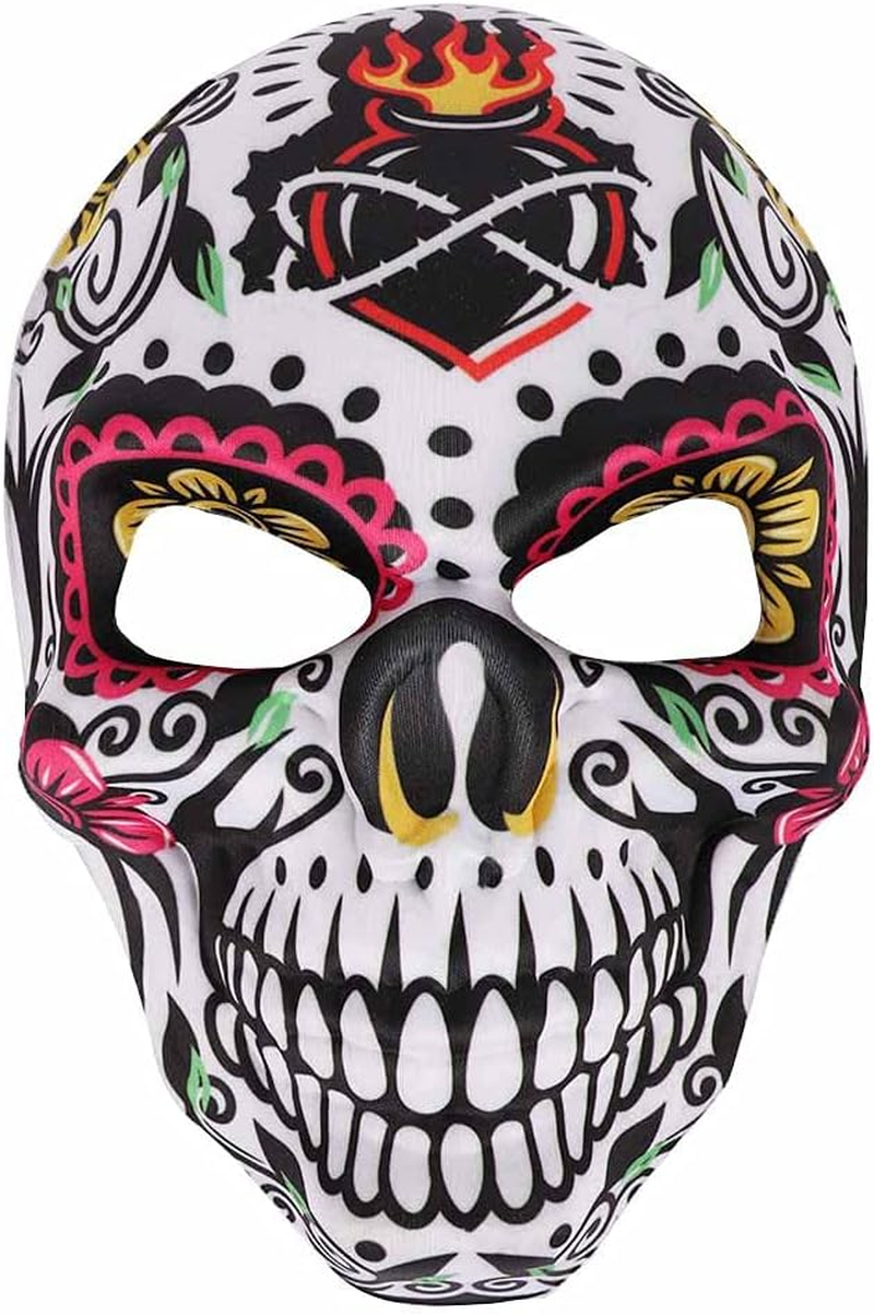 Halloween Masks Mexican Sugar Skull Masks Day of the Dead Mask Full Face Masquerade Costume Mask Party Supplies for Carnival Bar Cosplay Mexican Party
