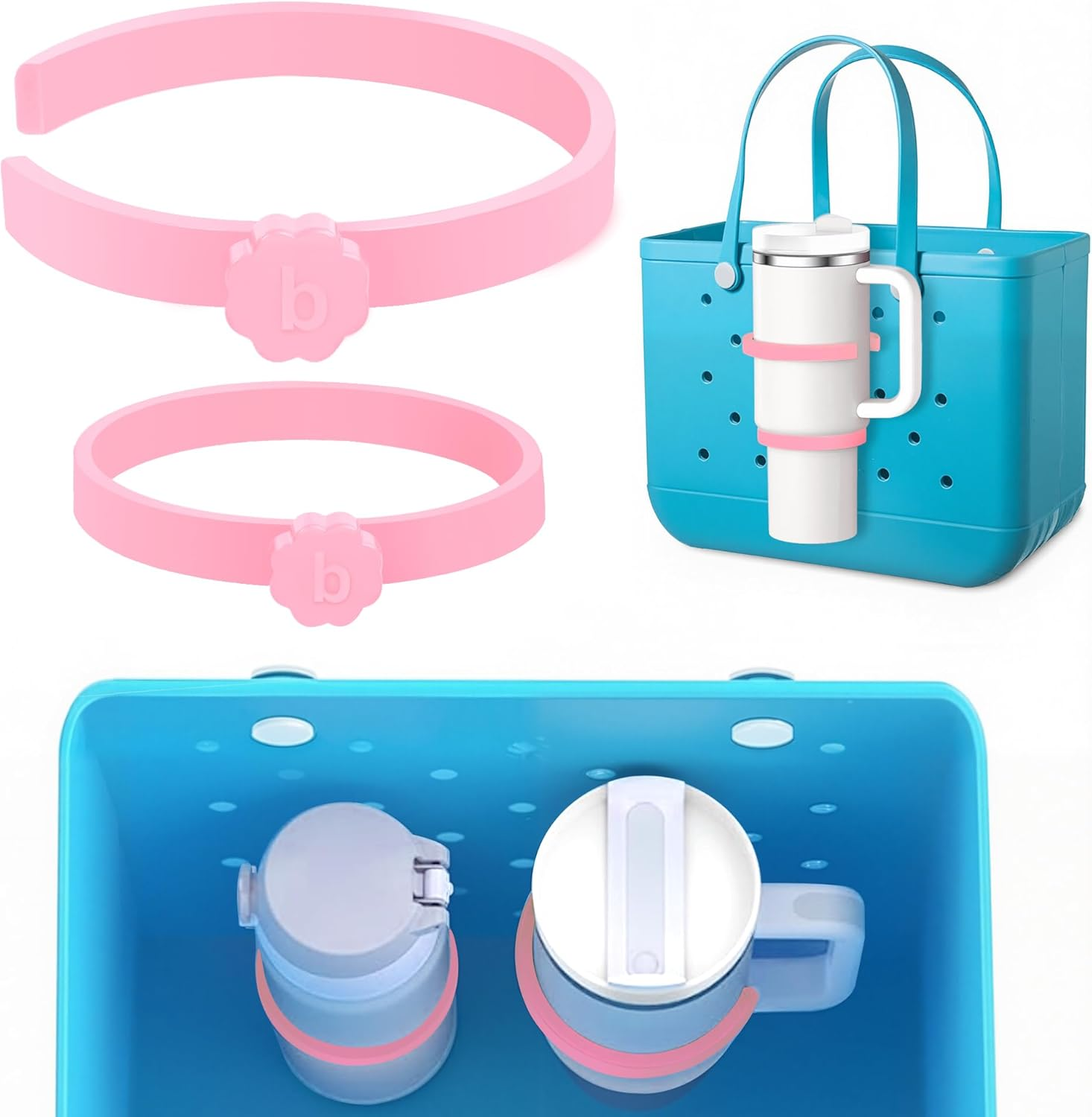 Bogg Bag Cup Holder for 30Oz 40Oz Stanley, Adjustable Insert Drink Holder Compatible with Bogg Bag/Simply Southern Beach Tote Bag, Water Bottle Holder Attachment for Bogg Bag Accessories