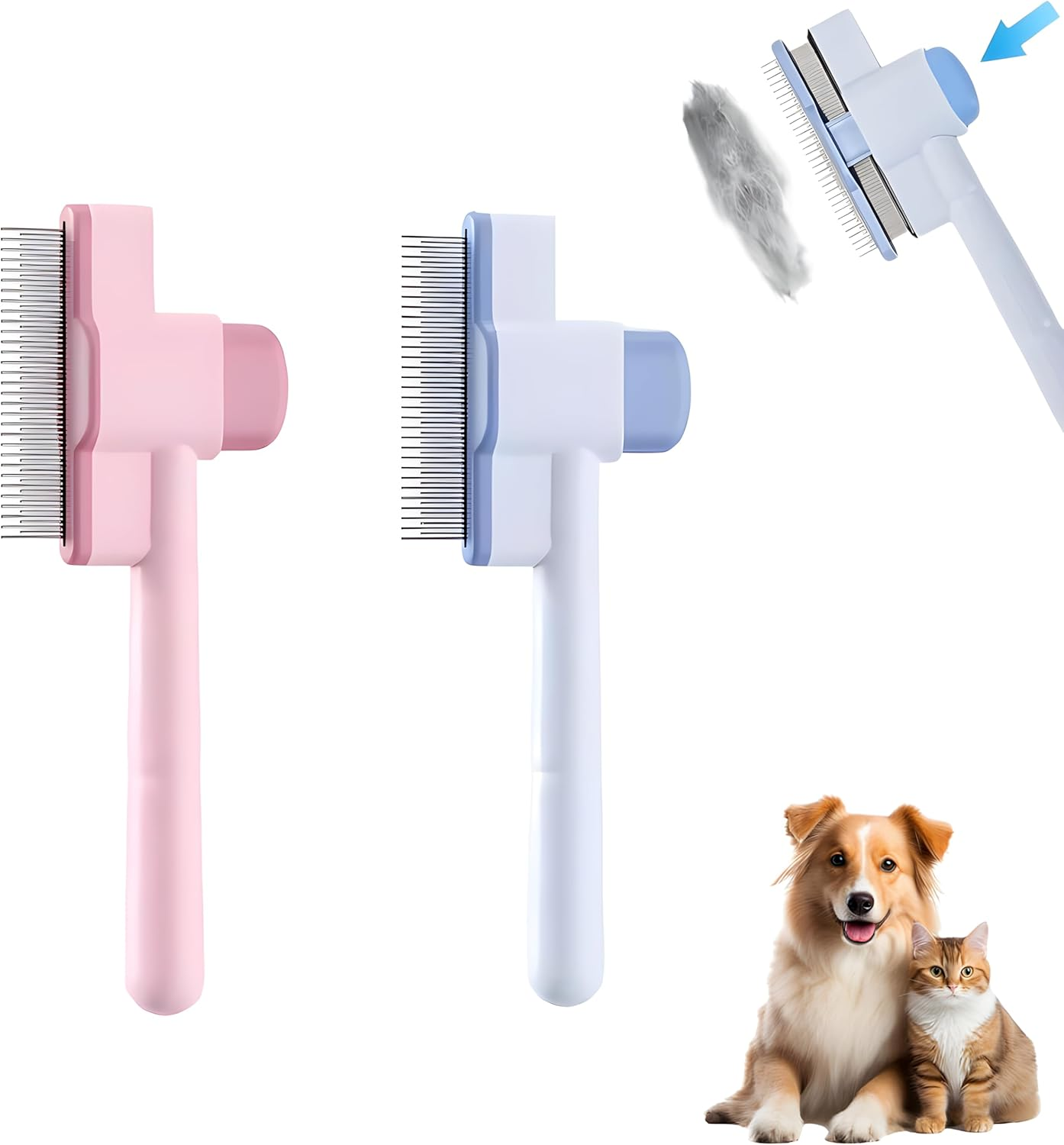 Flea Comb for Cats & Dogs &ndash; Pet Grooming Brush for Shedding & Hair Removal, Dual-Sided Stainless Steel Teeth for Long & Short Hair, Deshedding Tool for All Breeds image number 1