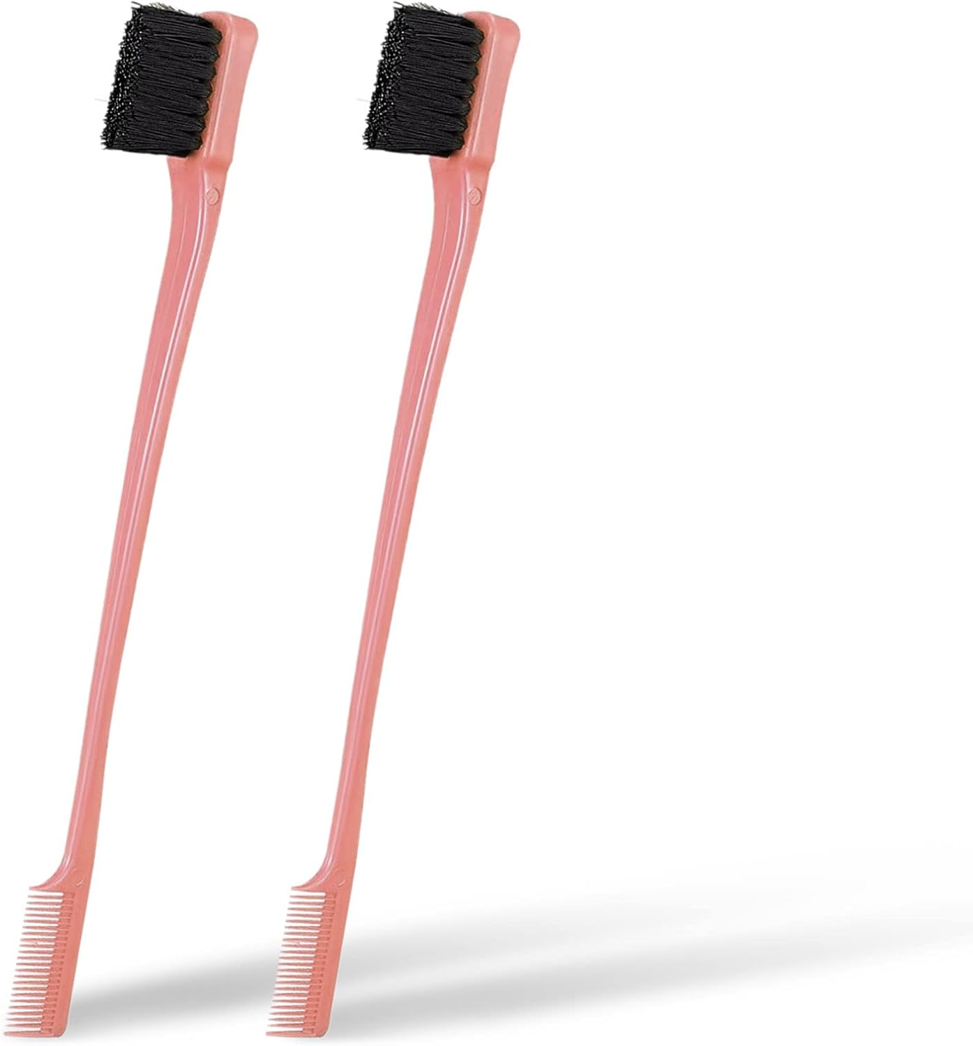 Soft 'N Style Double Sided Edge Control Hair Brush Comb Combo Pack 2 Pieces (Black)