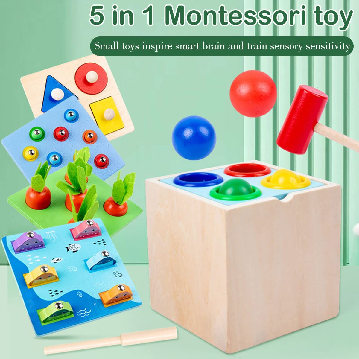 Montessori Wooden Toys with Object Permanence Box Multifunctional Coin Drop Toy for Preschool Kids Colorful Carrot Harvest Toy Early Educational Learning Shape Sorting Toy for Toddlers over 1 Year image number 6