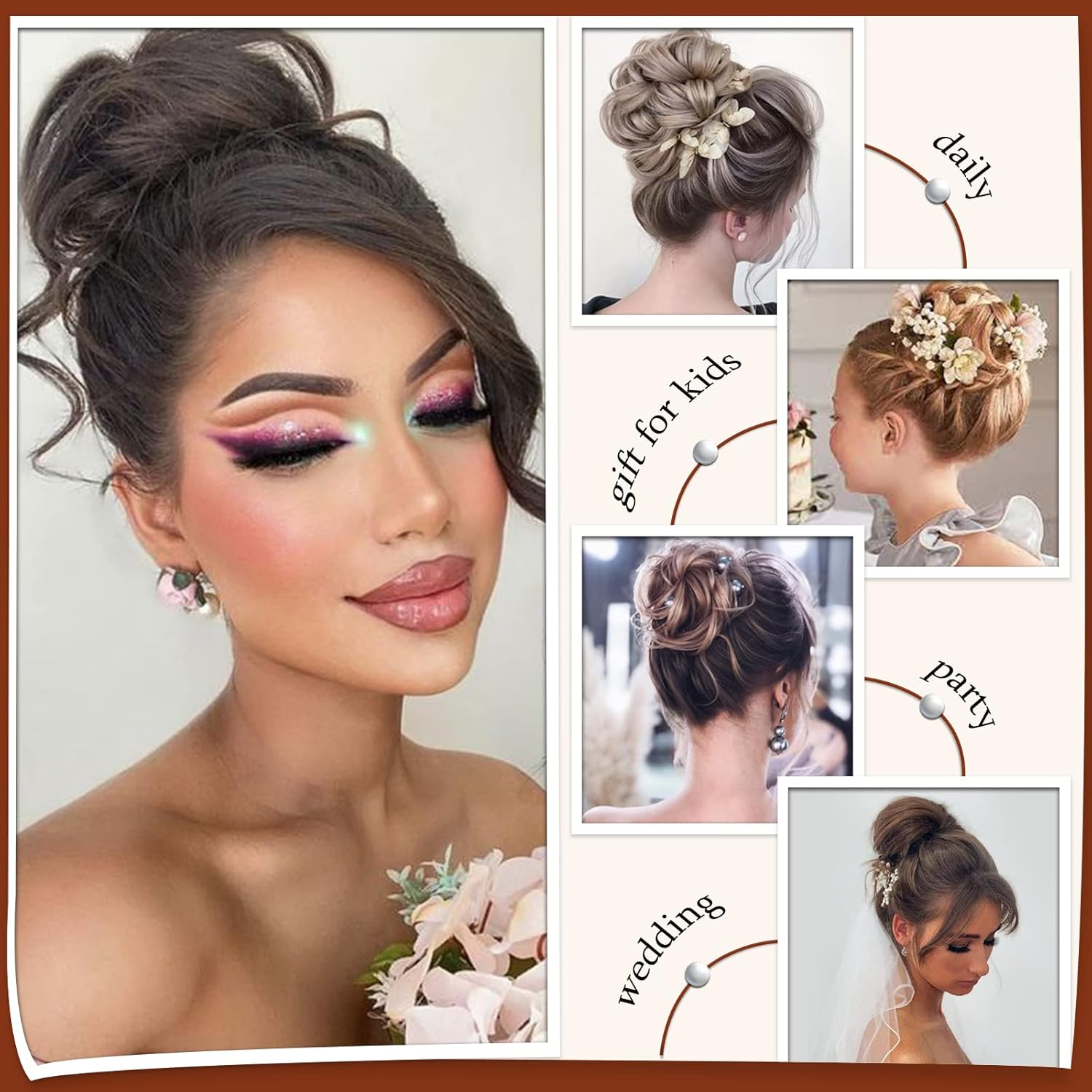 Sofeiyan Messy Bun Hairpiece Curly Hair Bun Claw Clip in Chignon Ponytail Hairpieces Synthetic Updo Hair Extensions for Women, Blonde & Medium Brown - Blonde  Medium Brown image number 6