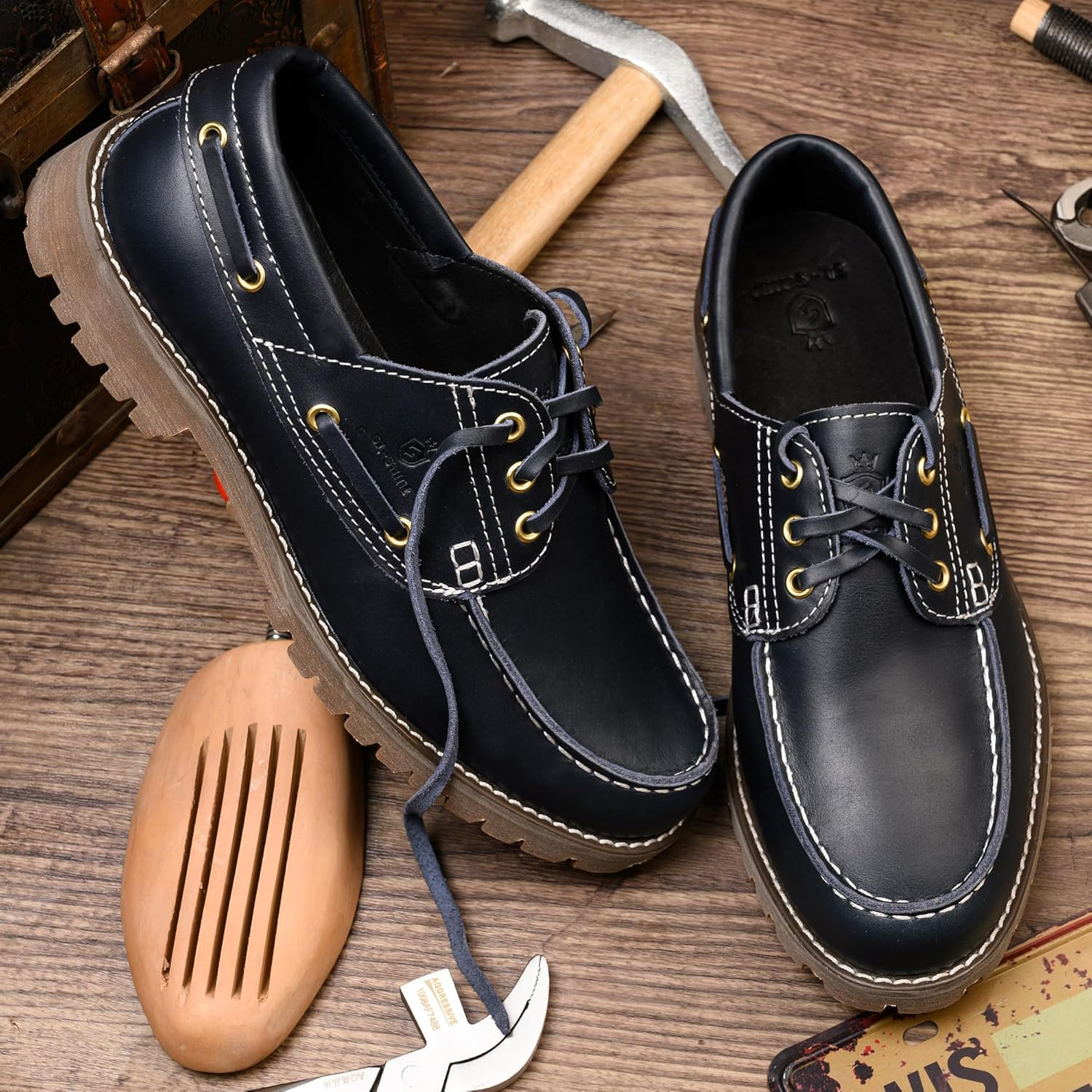 Sl-Saint 1 Handmade Men'S Classic Boat & Deck Shoes Moc Toe Lace up Full Grain Leather Comfortable Fashion Casual image number 5