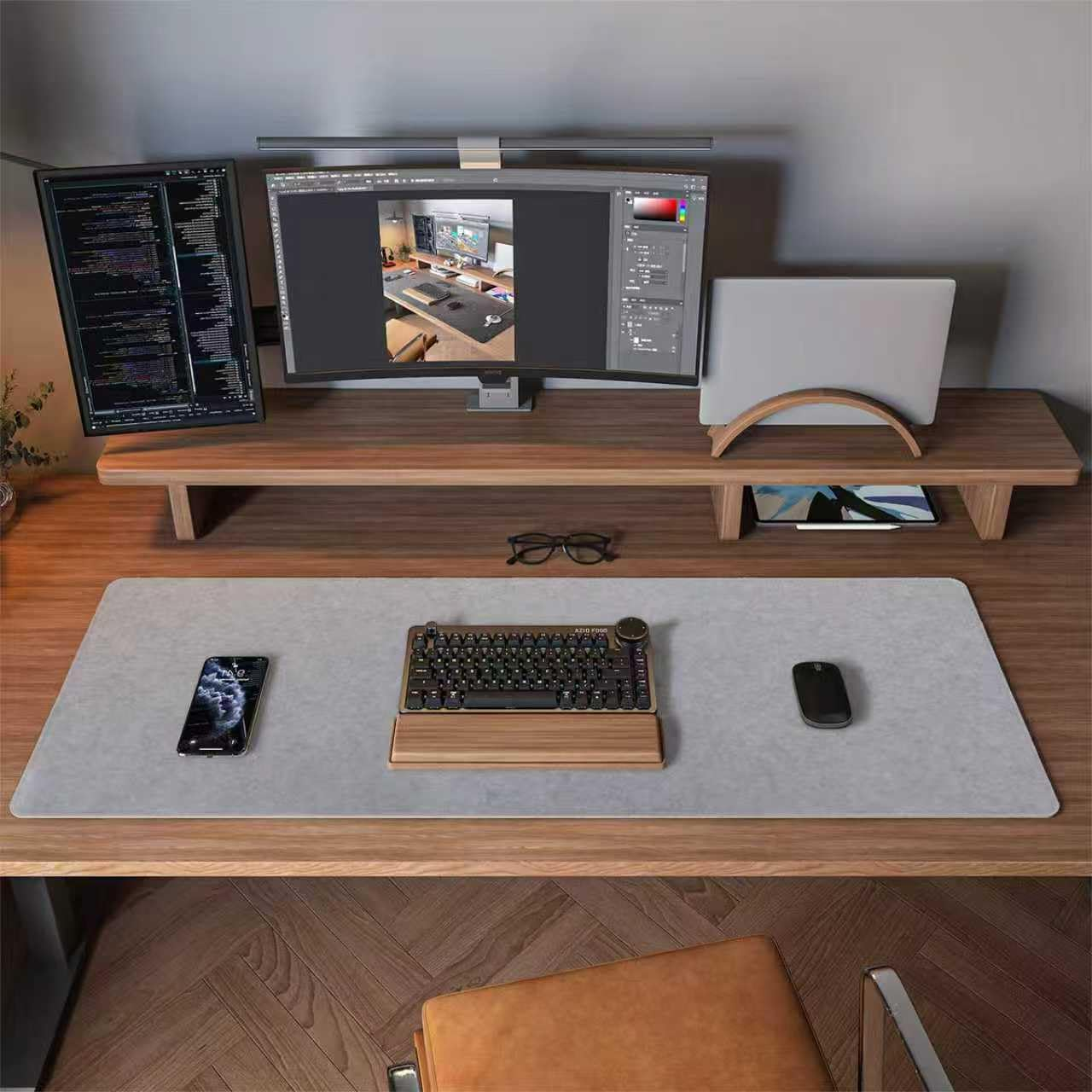 Dawntrees Felt Desk Pad,Keyboard Mat (35.5X12Inches),Large Felt Mouse Pad,Computer Desk Mat Xl,Desk Protector for Office (Light Gray) image number 6