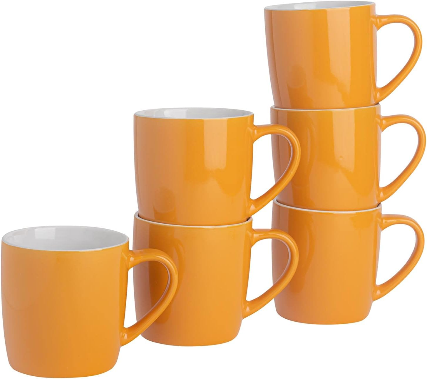 Argon Tableware Coloured Coffee Mugs - Yellow - 350Ml - Pack of 6 - Gloss Ceramic Stoneware Latte Cappuccino Cups Hot Chocolate Cups Colourful Mug Set with Handle - Gloss Green image number 7