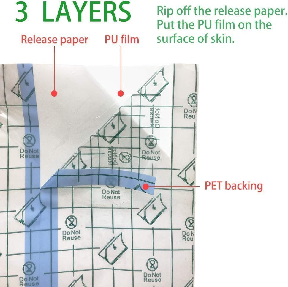 Waterproof Transparent Bandage, Disposable Film Wound Dressing Cuttable Elastic Self-Adhesive Bandaid Stretch Adhesive Dressing Tapes, Wound Mask Swimming Shower Cover（ 6 Inch*5M） image number 5