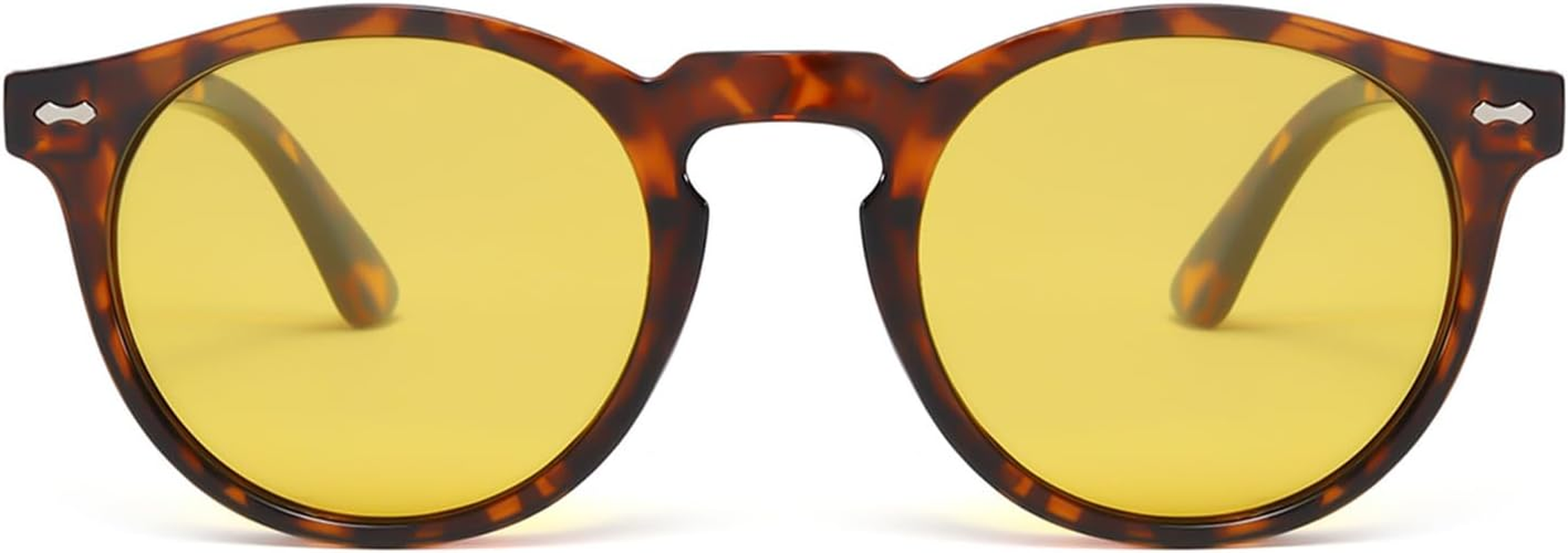 Long Keeper Retro round Polarised Sunglasses Mens Womens Small Circle Sunglasses Classic Vintage Shades Driving round Sun Glasses UV400 Protection - Clear Frame Blue Lens image number 7