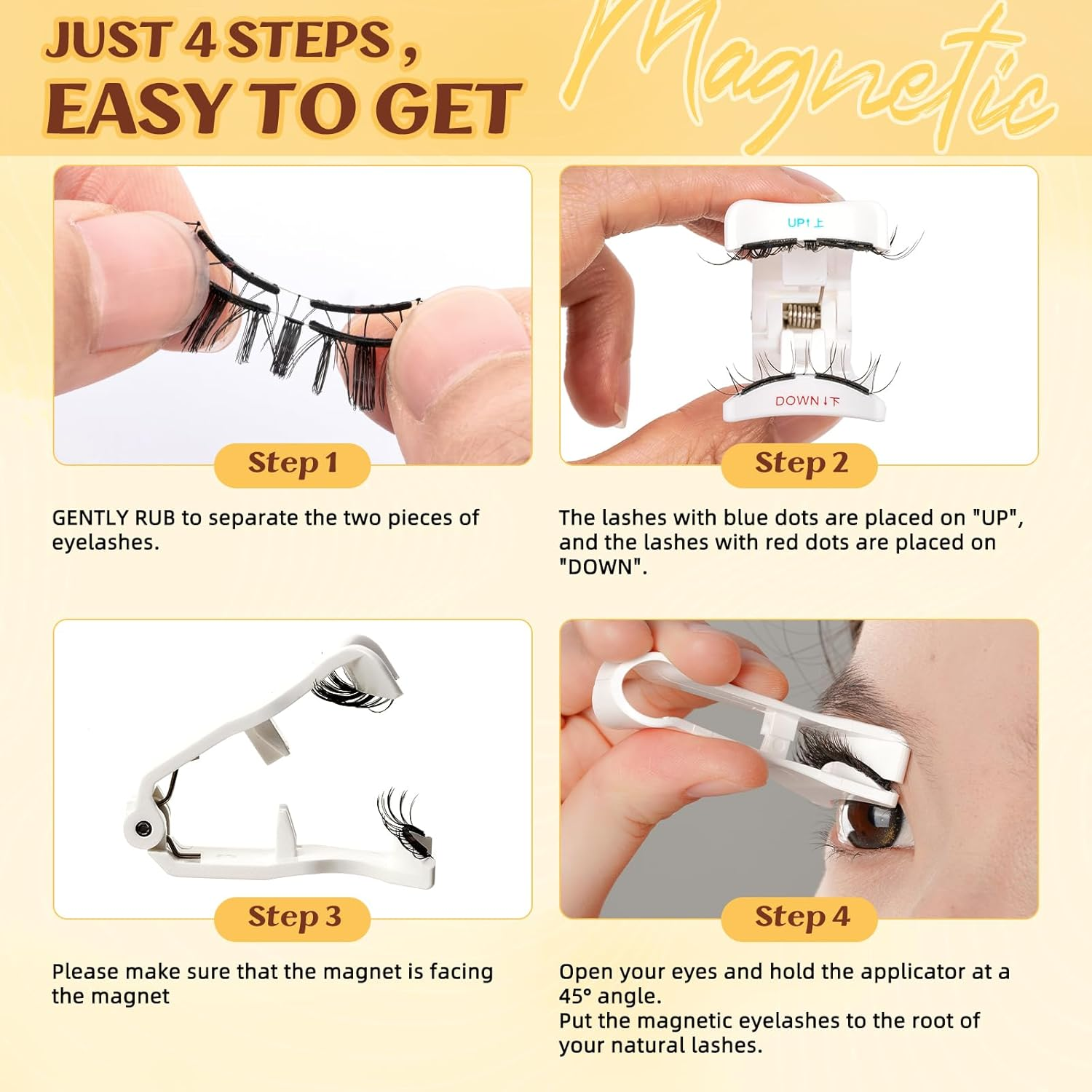 QUEWEL Upgrade Soft Magnetic Eyelashes Natural Look, Reusable Magnetic Lashes with Applicator, No Glue Needed, Windproof & Waterproof for All-Day Comfort (Soft-E)