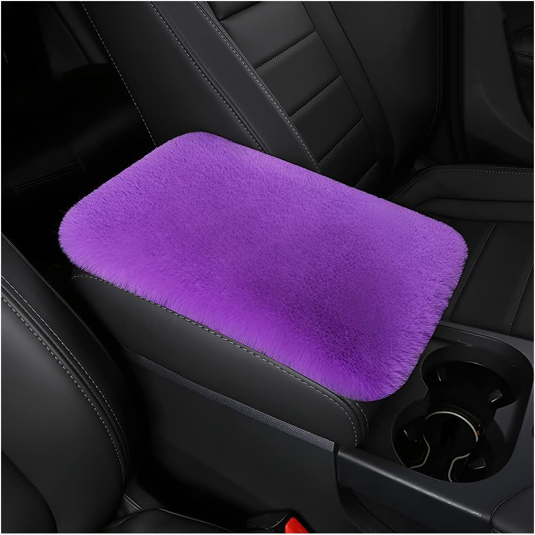Fluffy Car Armrest Cover, Universal Car Center Console Pad, Car Armrest Seat Box Cover Decor Accessories for Women Men, Armrest Seat Box Cover Protector for Most Vehicle, SUV, Truck, Car (Purple) image number 5