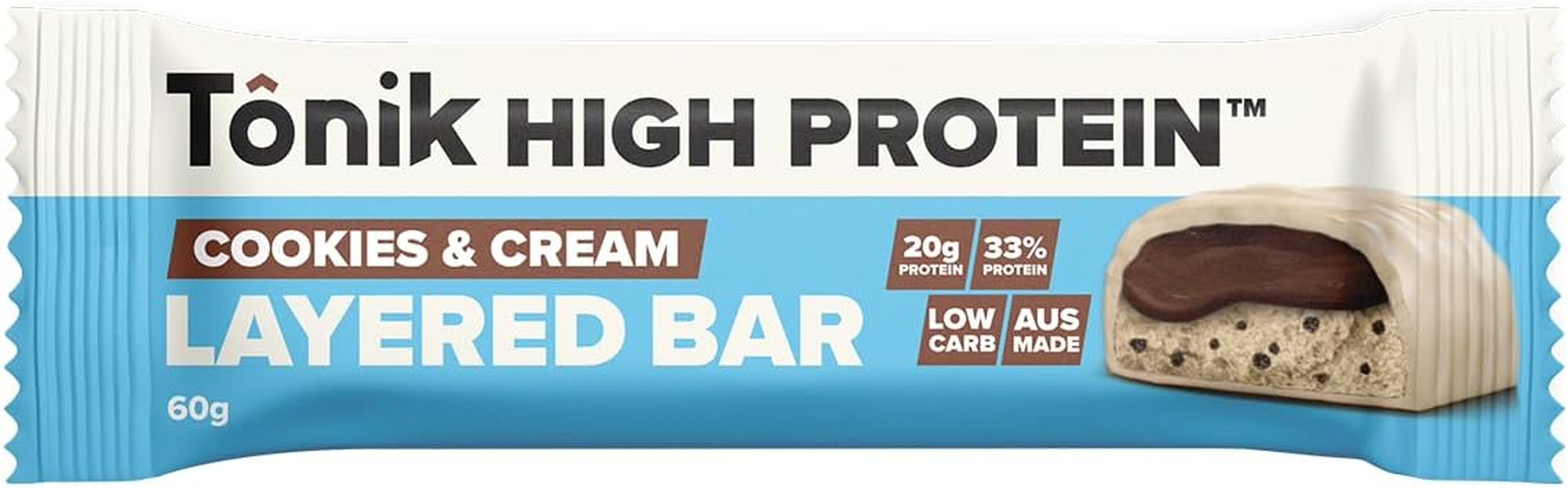 TONIK High Protein Bar 60 Gram Cookies & Cream X 12 Pack