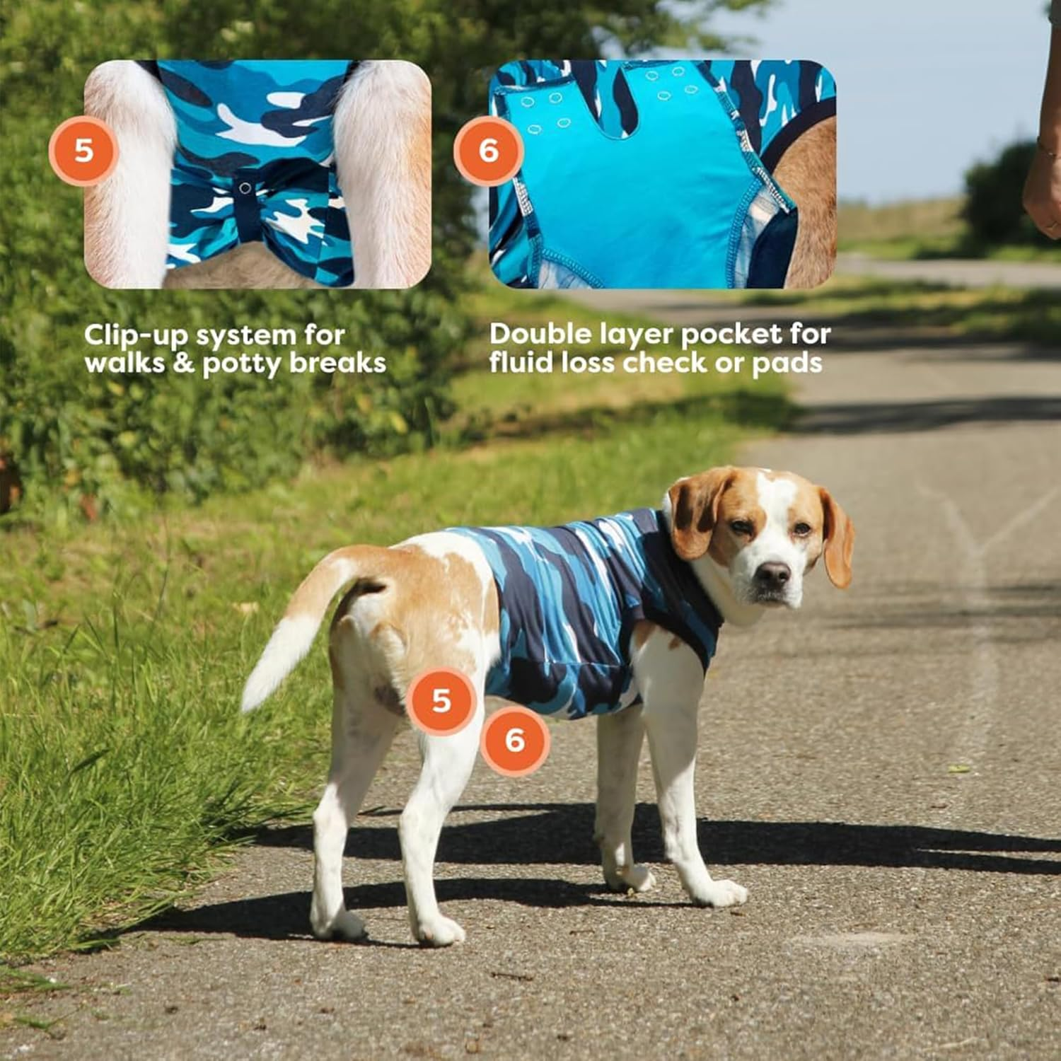 Suitical Recovery Suit Dog, Xx-Small, Blue Camouflage image number 2