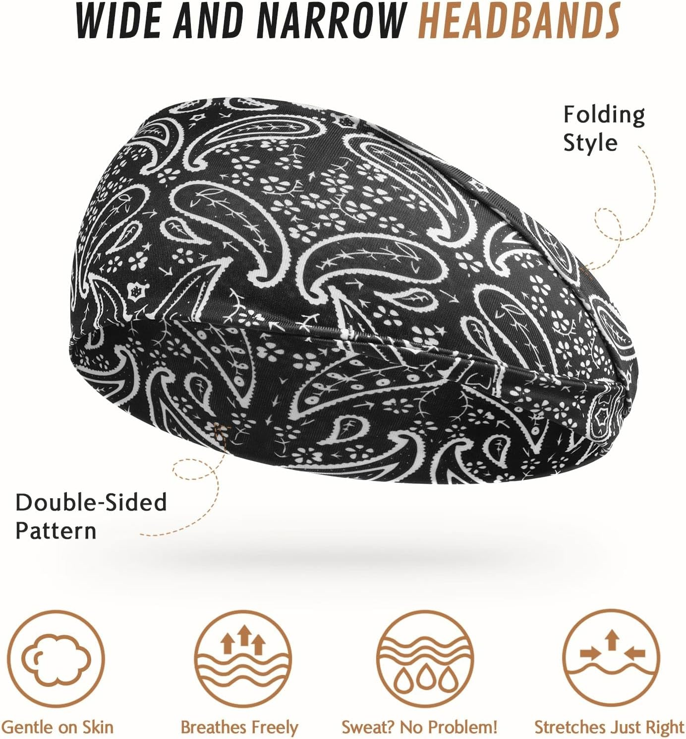 BELEVO Pack of 8 Women'S Elastic Headbands, Thin Non-Slip Hair Bands, Sports Headbands, Soft Headband Hair Band for Yoga, Exercise, Workout, Running, Gym