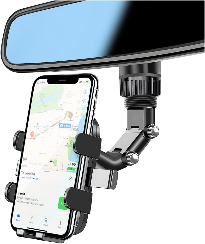 Rearview Mirror Phone Holder, 360&deg; Rotatable and Retractable Car Phone Mount, Multifunctional Rear View Mirror Holder for All Cars, Adjustable Cell Phone Holder for All Smartphones image number 5