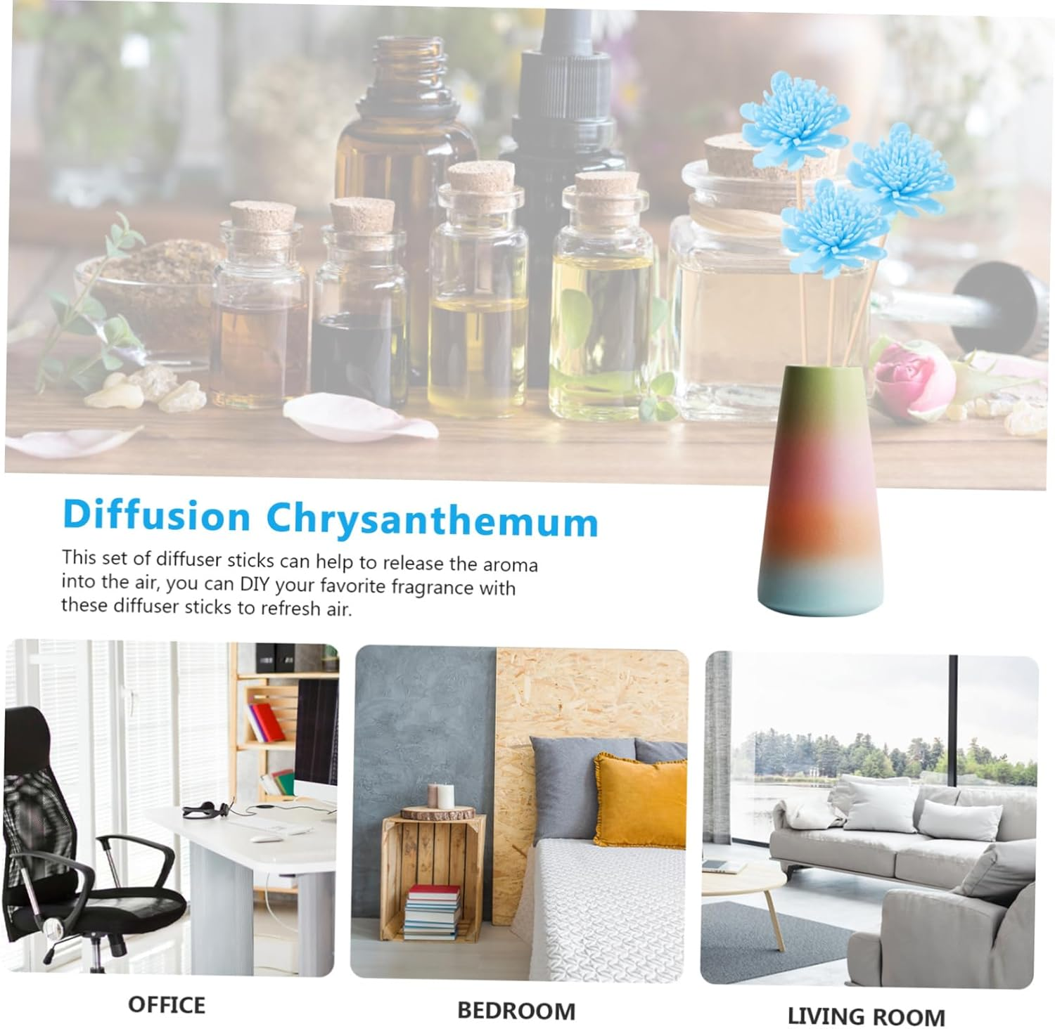 100Pcs Scented Chrysanthemum Aroma Flowers for Diffuser Aromatherapy Accessories Use in Home Spa - Purple image number 6