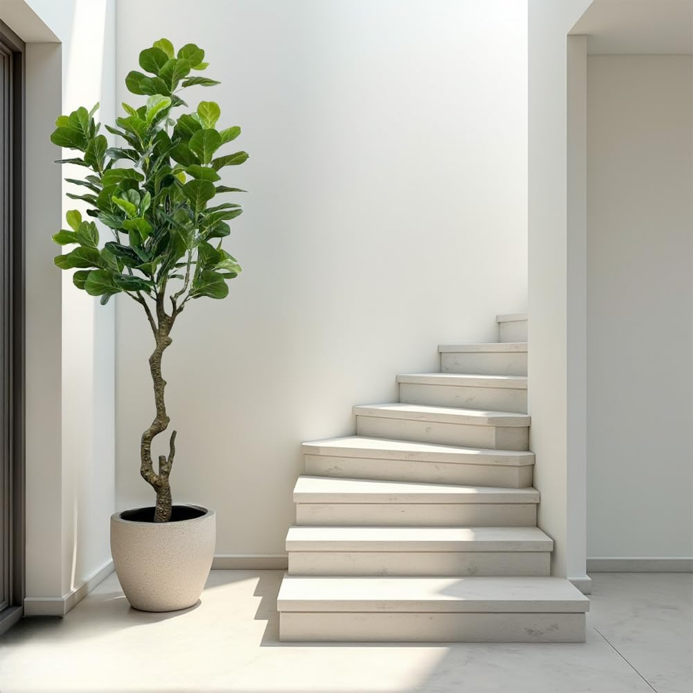 210Cm Artificial Plants Tree, Fake Plants Lifelike Faux Fiddle Leaf Fig Plant,Tall Fake Potted Tree, Large Artificial Plants for Indoor Outdoor Home Office Farmhouse Decor(7Ft) image number 5