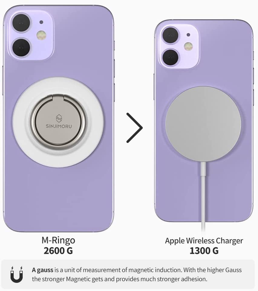 Sinjimoru Magnetic Iphone Ring, 360 Degree Rotation Phone Finger Grip for Apple Magsafe Ring Holder Compatible with Iphone 17 16 15 14 13 12 Series. M-Ringo Metallic Black image number 1