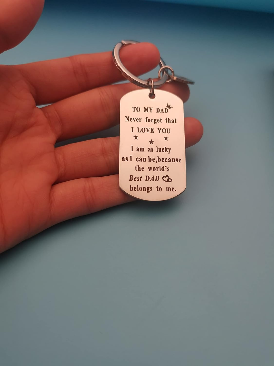 Fathers Day Birthday Gifts for Father Dad from Daughter Son to My Dad Keychain Never Forget I Love You Gift Keyring for Best Dad Daddy Christmas Presents for Father Key Chains image number 2