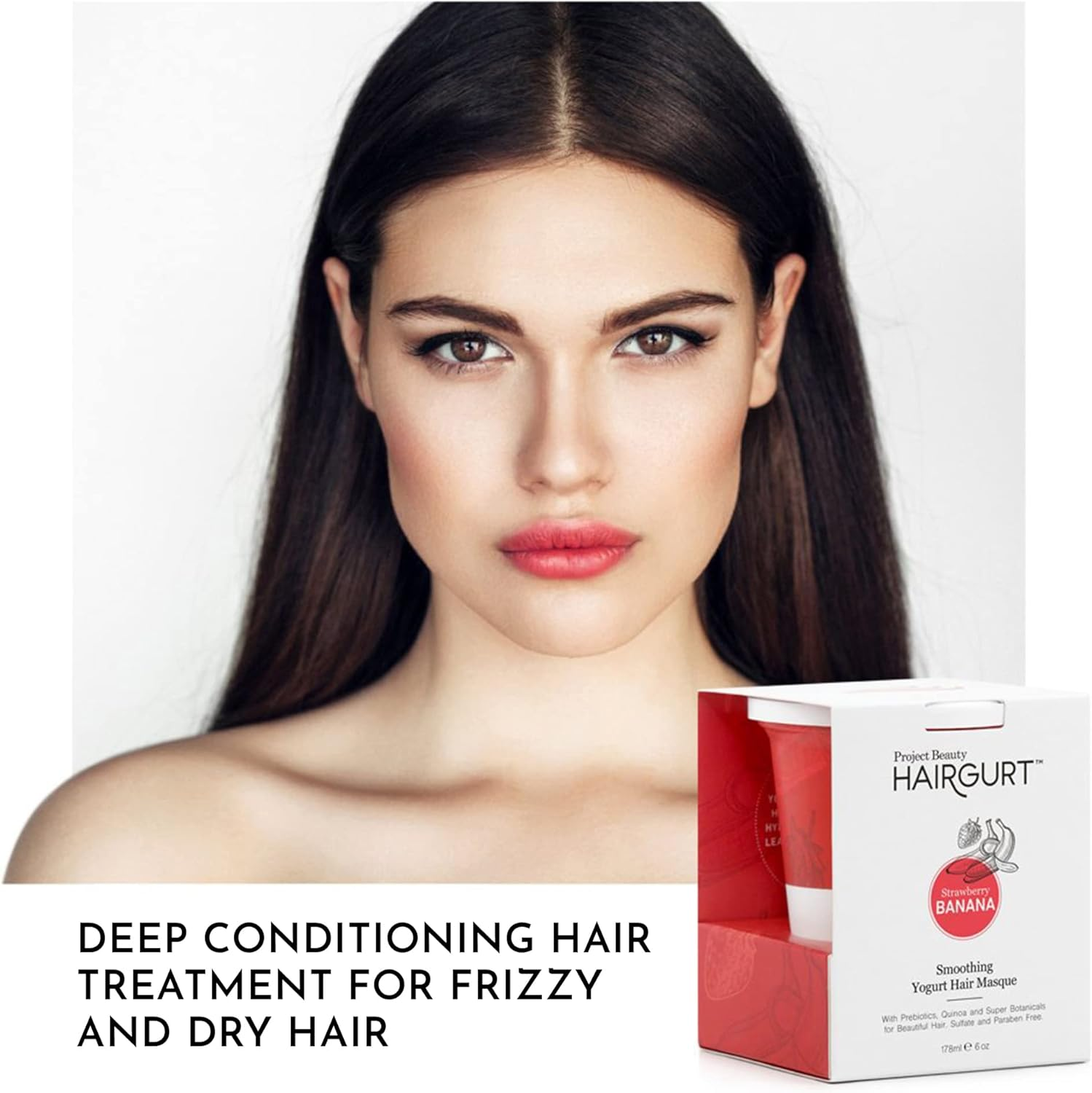 Hairgurt - Smoothing Yogurt Hair Masque Strawberry Banana - 6 Fl. Oz. image number 4