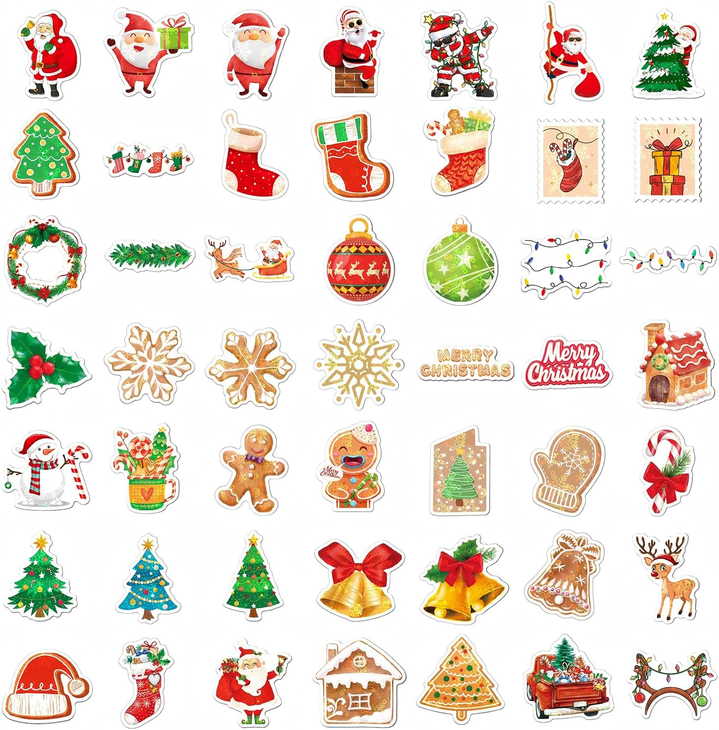 2025 Christmas Stickers, 100 Holographic Laser Holiday Gift Decoration Stickers, Reusable Waterproof Christmas Stickers, Christmas Basket Stuffers, Party Favors for Kids, Merry Christmas Decorations image number 3