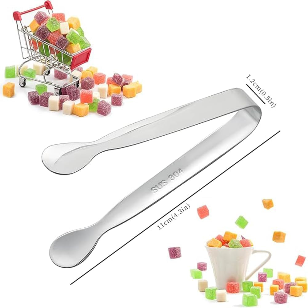 Aljurde Mini Small Tiny Tongs, 6PCS Stainless Steel, Silver, 1.6Cm X 11Cm, Dishwasher Safe, Tongs for Serving Food, Ice, Salad, Toaster, Desserts, Appetizers, Charcuterie Board image number 5