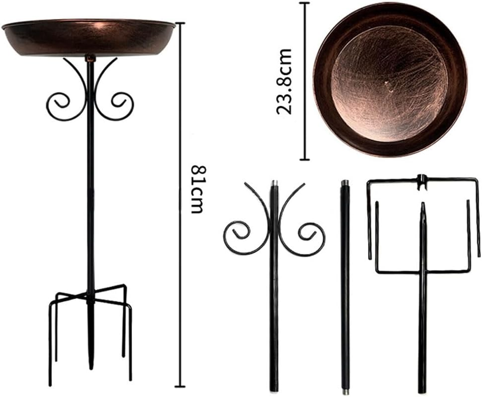 HPAMR Garden Metal Bird Bath, Vintage Freestanding Birdbath, 80CM Metal Bird Bath for Outside, Gardens Birdfeeder Stake Decoration, Standing Bird Feeder Bath for Yard, Lawn, Garden image number 3