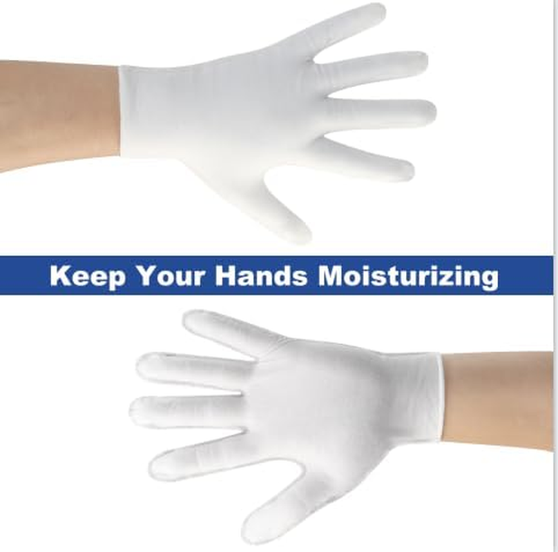 3 Pairs White Cotton Gloves, Premium Cotton Gloves for Dry Hands Sleeping, White Gloves for Moisturizing Hands Women and Men, Cloth Gloves for Eczema, Spa Glove for Lotion Overnight by Htaexpu image number 3