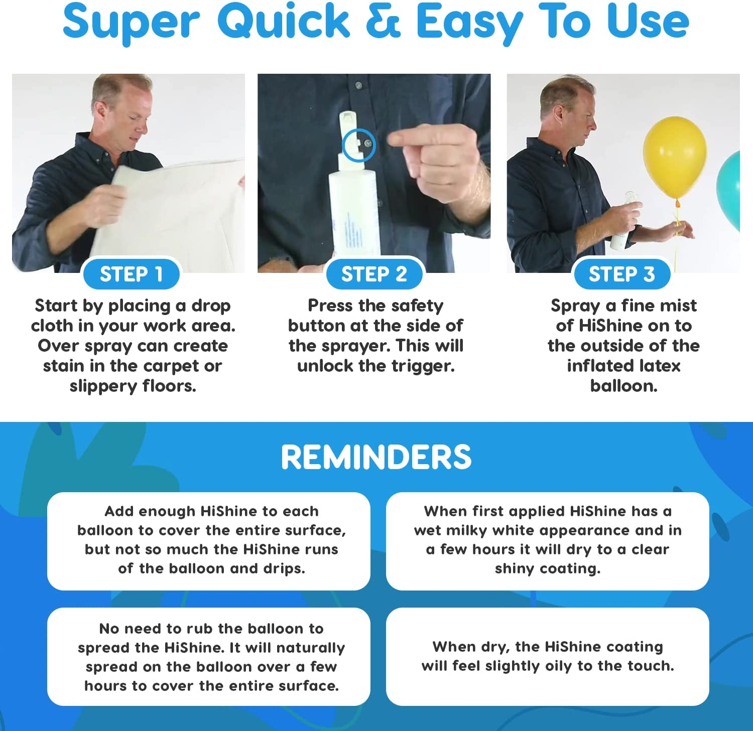 Hi-Shine Balloon Spray 8 Oz - Instant Gloss & Vibrant Finish - Enhance Party Decor - Birthdays, Weddings, Special Events - Easy Application - Long-Lasting Results - Elevate Your Celebration image number 1